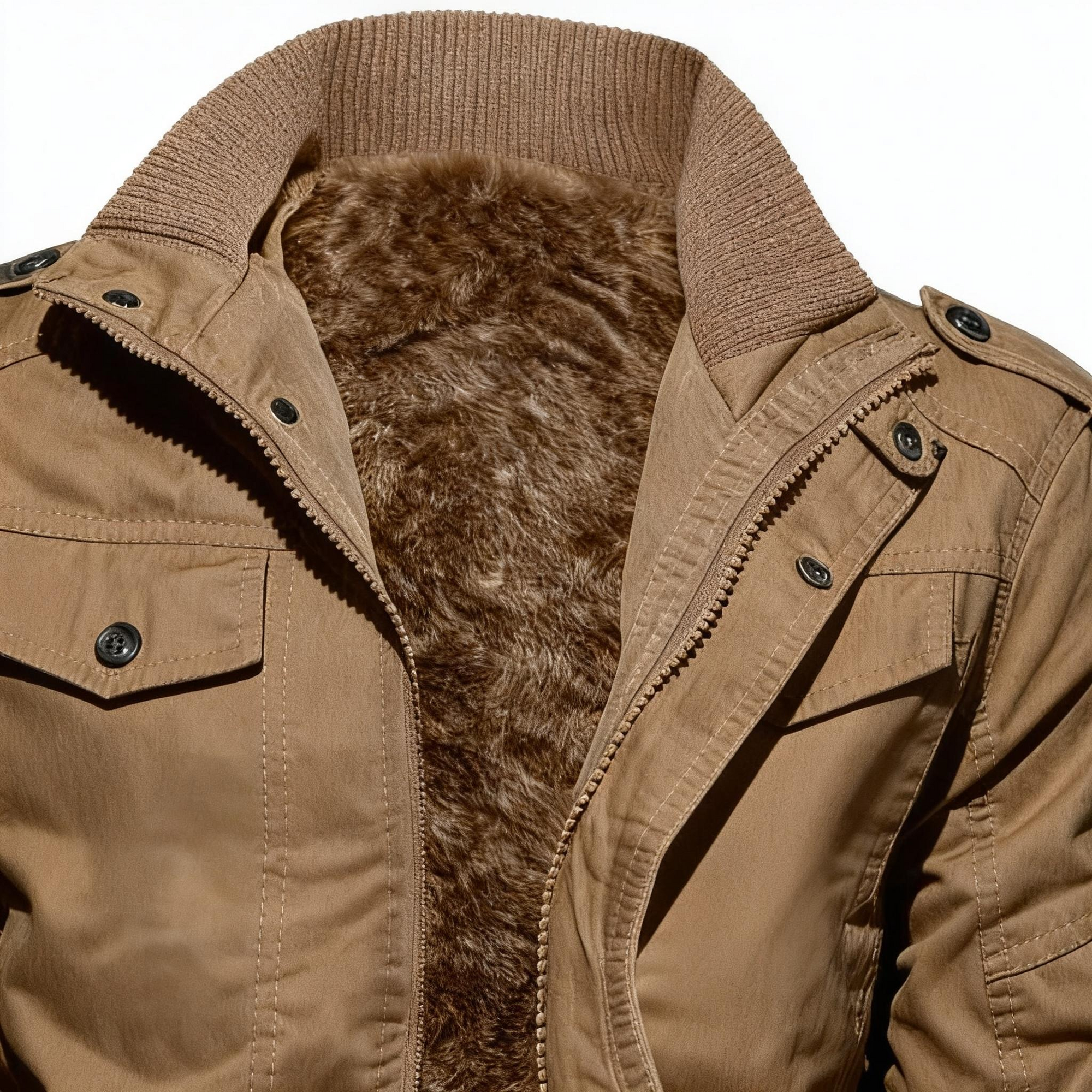 Men's Tactical Style Fleece-Lined Jacket - Rugged Elegance & Cozy Warmth for Outdoor & Urban Adventures