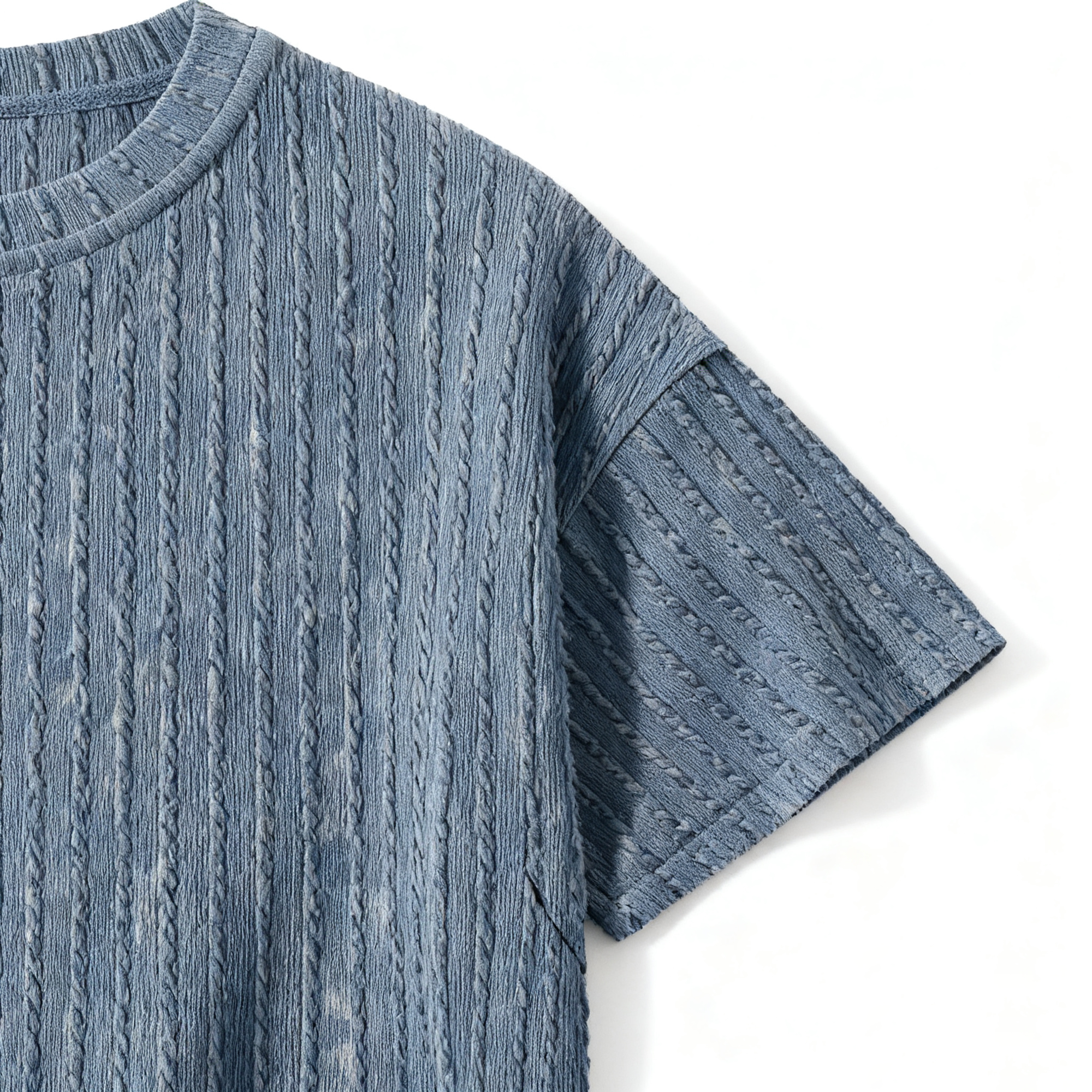 Men's Textured Oversized Short-Sleeve T-Shirt: A Fusion of Unique Knit Aesthetics, Comfort, and Versatile Style for Daily Wear