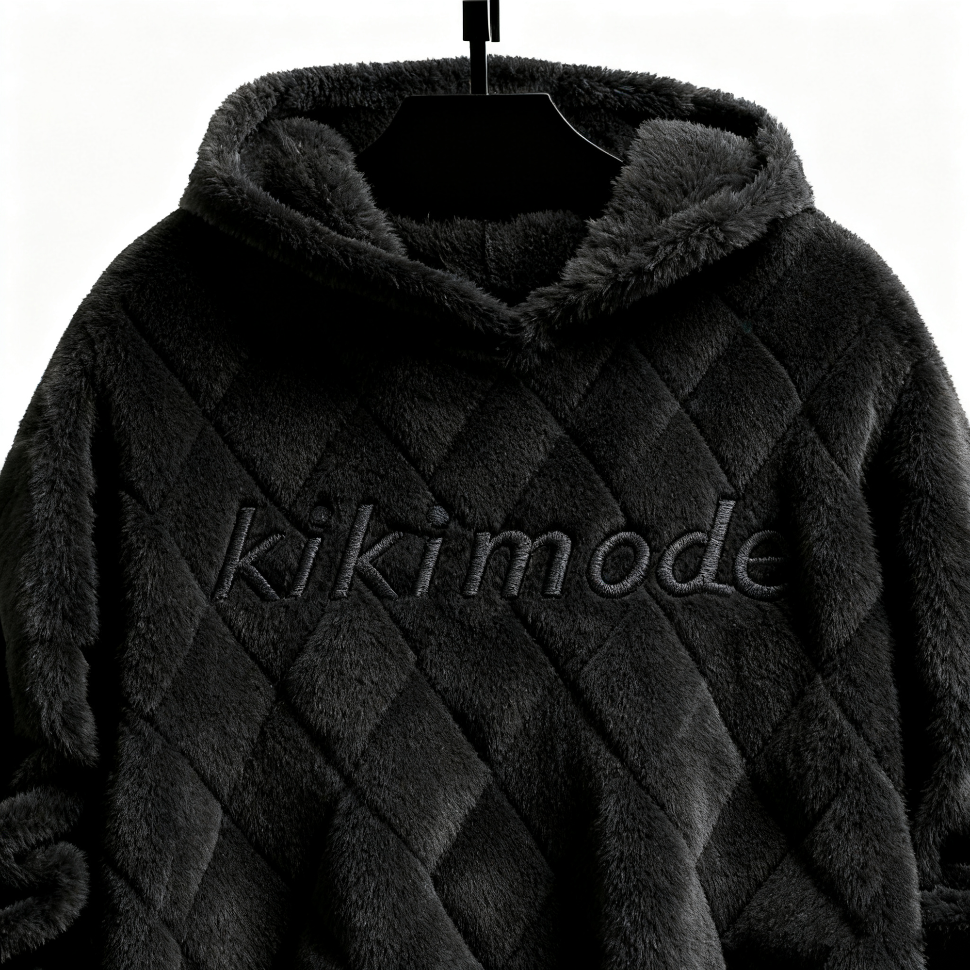 Kikimode Plush Fleece Hoodie - Ultra-Soft 100% Polyester Pullover for Cozy Winter & Leisure