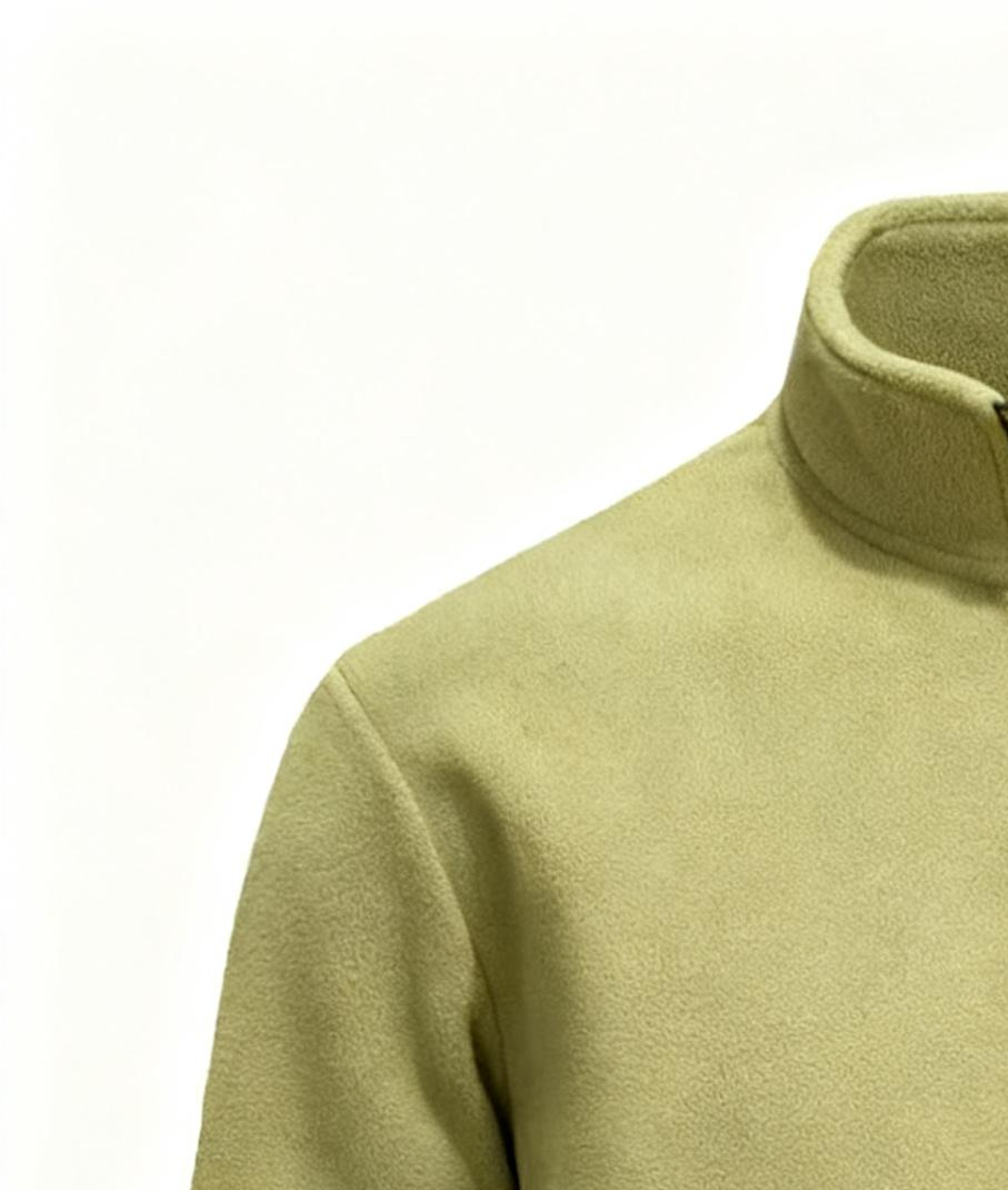Men's Olive Green Half-Zip Pullover - Business Casual Fleece Sweater for Office, Outdoor & Smart-Casual Engagements