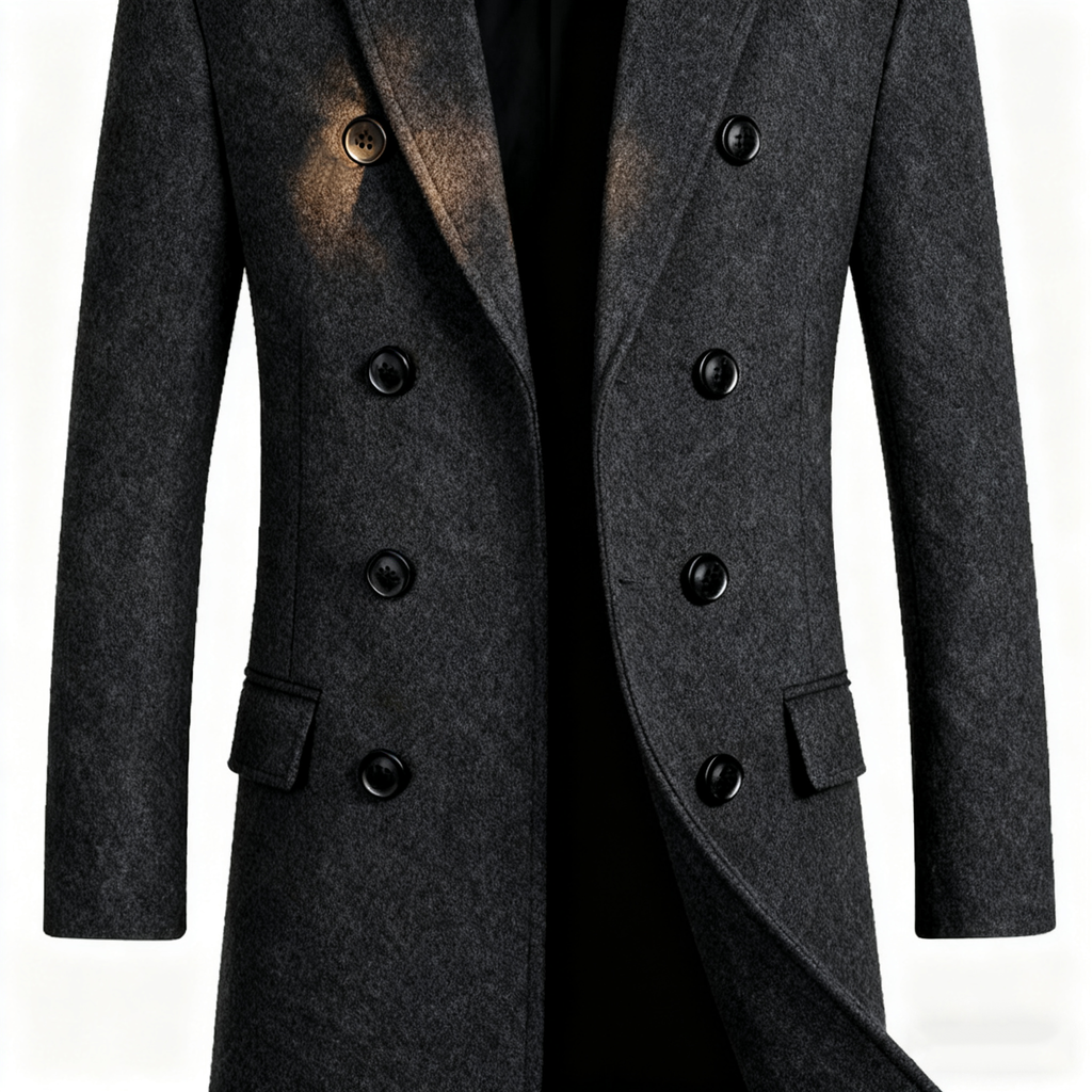 Charcoal Gray Wool-Blend Trench Coat: Timeless Sophistication & Season-Defying Versatility