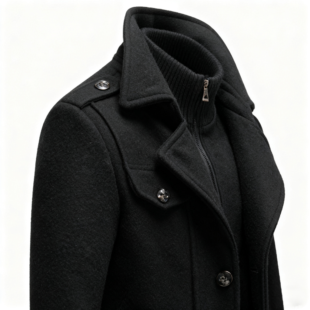 Black Wool-Blend Trench Coat: Timeless Elegance & Winter-Ready Warmth