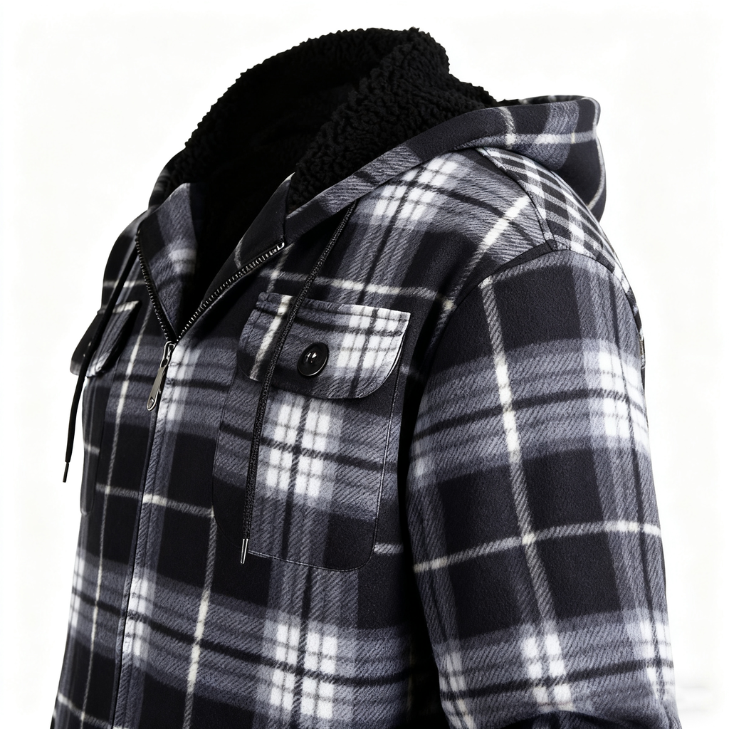 Men's Plaid Hooded Wool-Blend Jacket - Embrace Casual Style with Cozy Warmth for Every Adventure