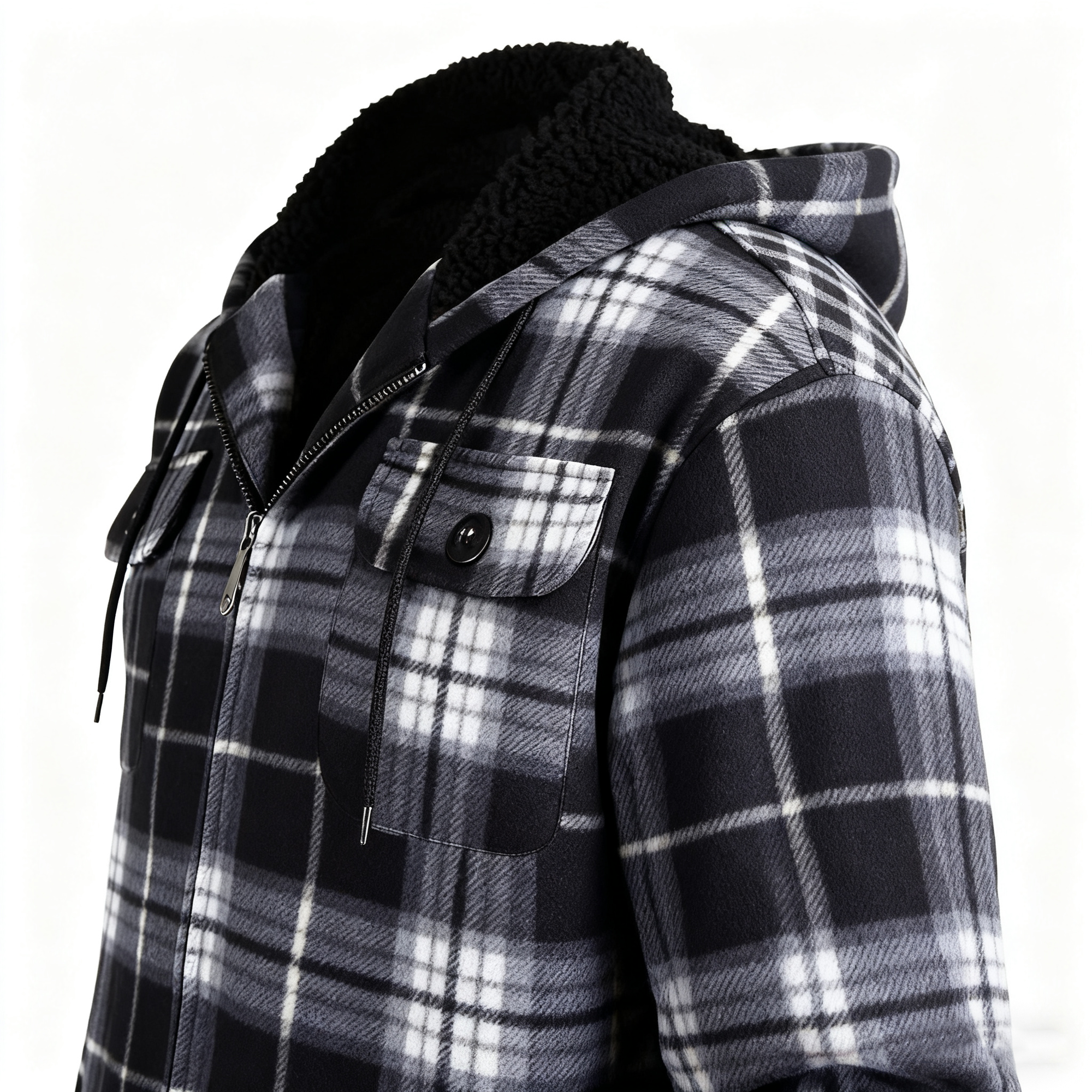 Men's Plaid Hooded Wool-Blend Jacket - Embrace Casual Style with Cozy Warmth for Every Adventure