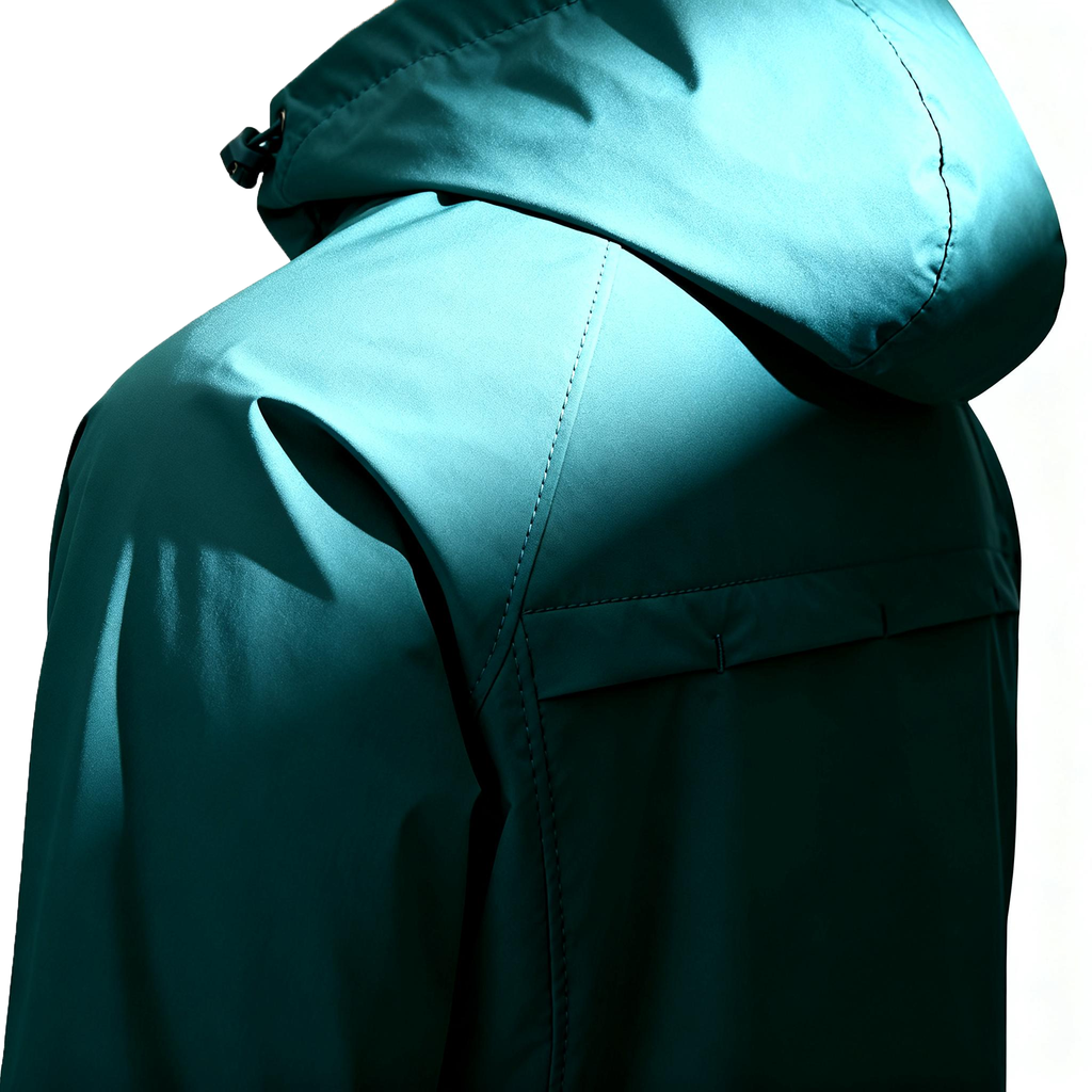 Men's Teal Waterproof Windproof Jacket - Hooded Outdoor Raincoat for Hiking, Travel & All-Weather Adventures