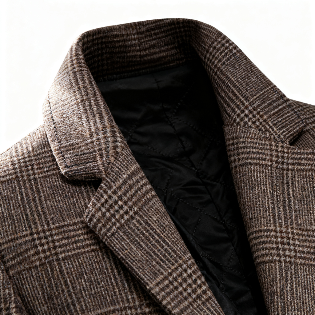 Men's Plaid Wool Blend Trench Coat – A Timeless Statement Piece with Modern Warmth for the Style-Conscious Gentleman