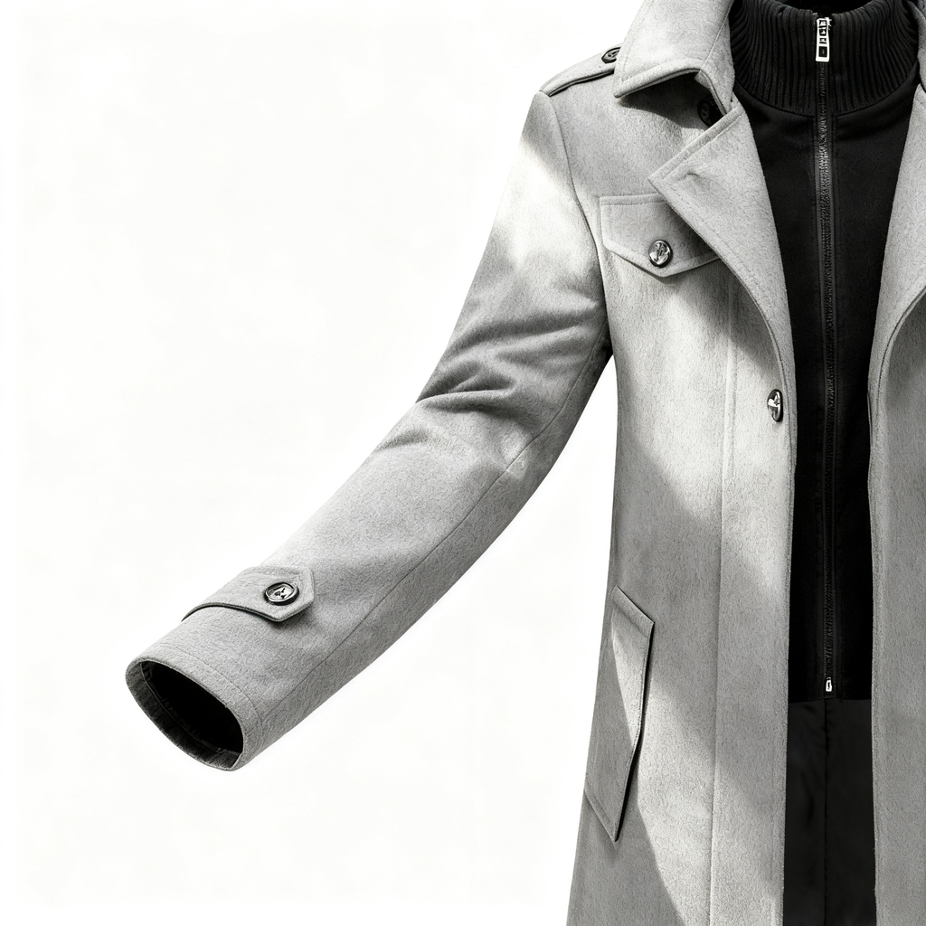 Men's Classic Two-Piece Trench Coat - Timeless Gray Overcoat for Business, Formal & Casual Occasions