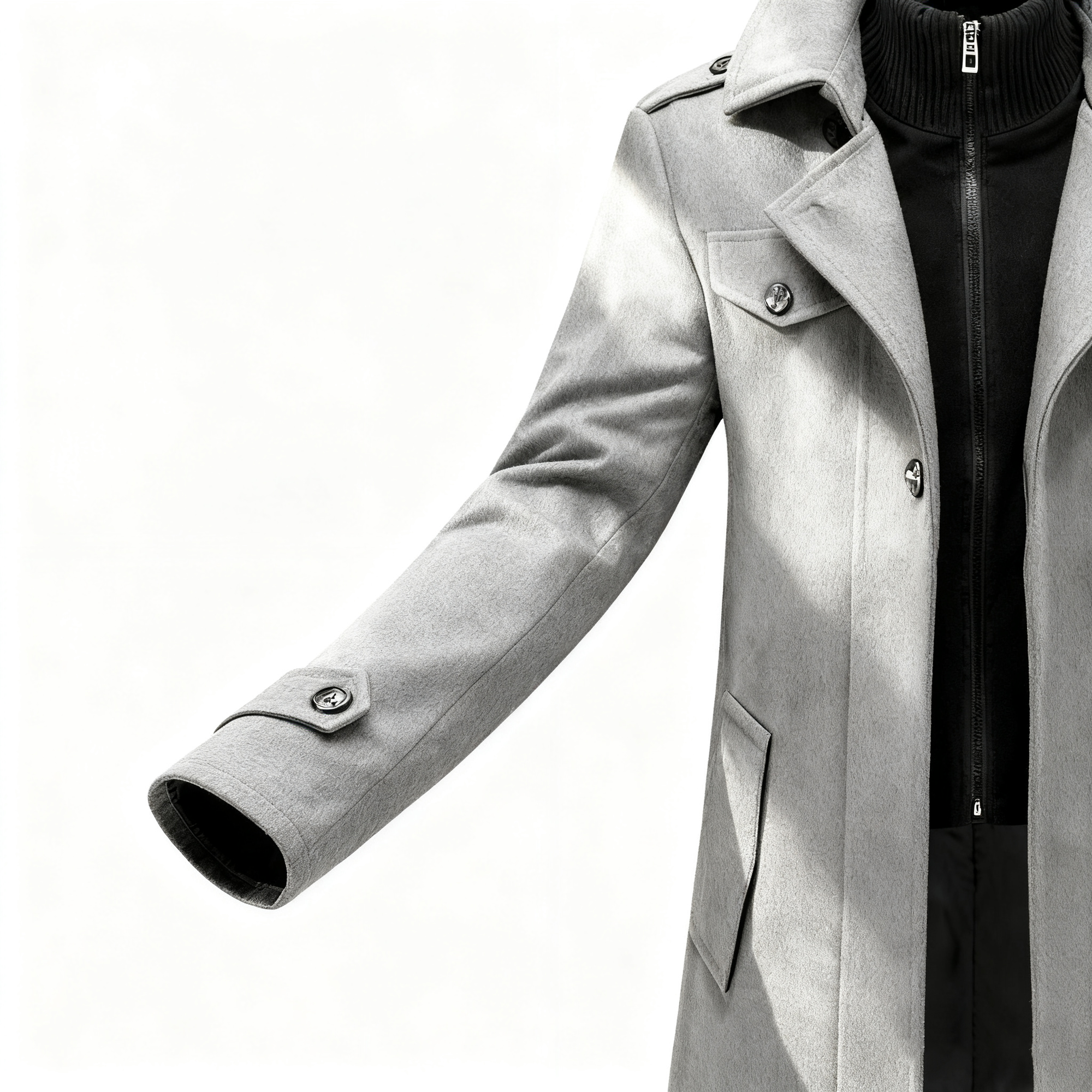 Men's Classic Two-Piece Trench Coat - Timeless Gray Overcoat for Business, Formal & Casual Occasions