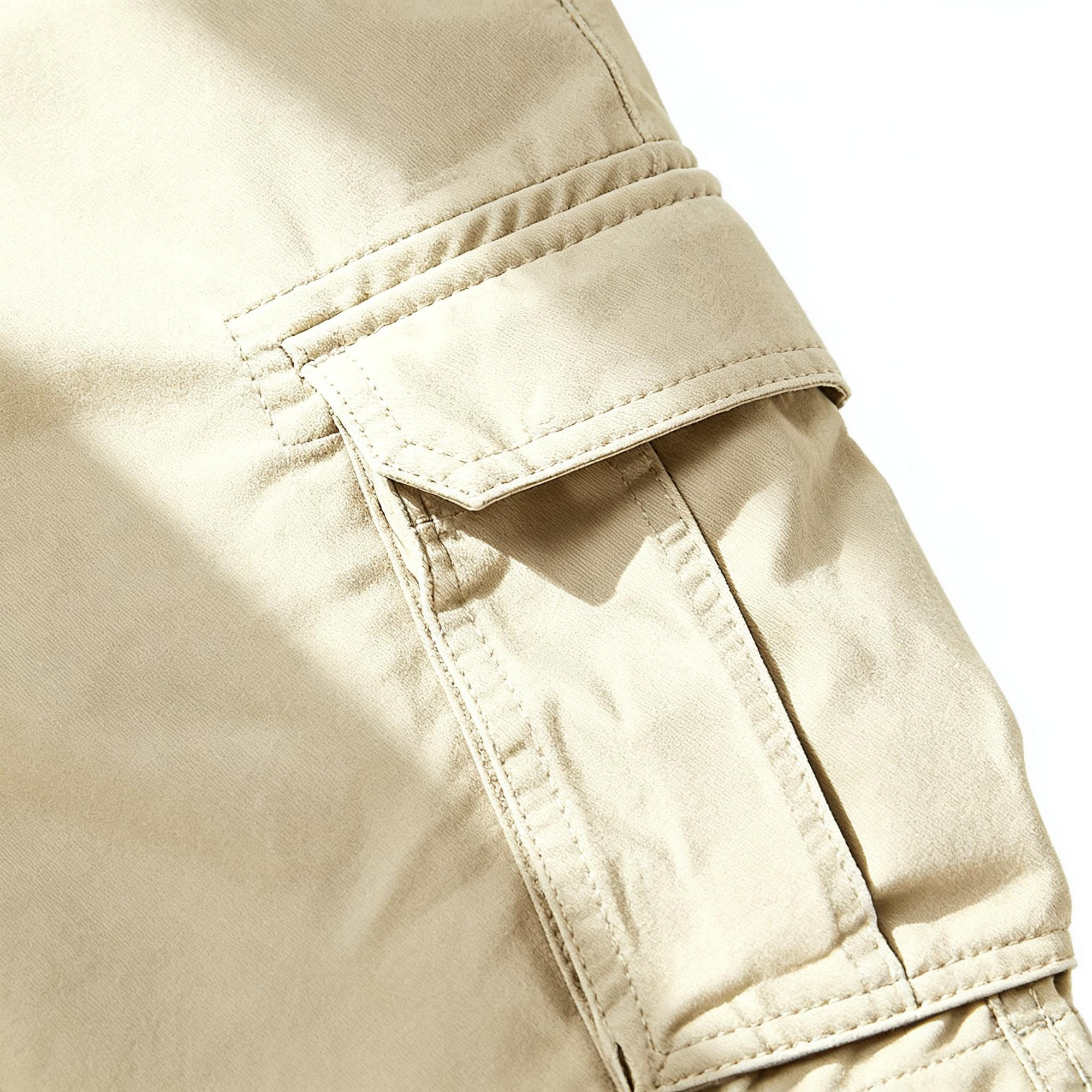 Men's Beige Cargo Shorts - Classic Casual Workwear Shorts with Multi-Pockets for Outdoor, Daily & Travel Adventures