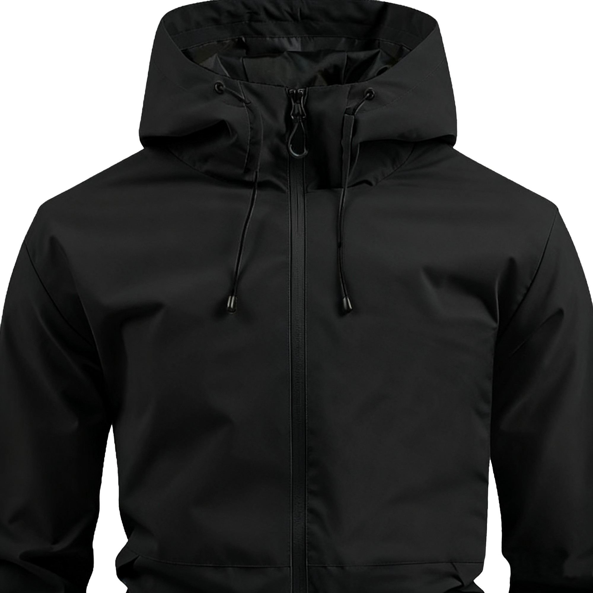 100% Polyester Black Waterproof Jacket: Ultimate All-Weather Protection with Sleek Urban Style