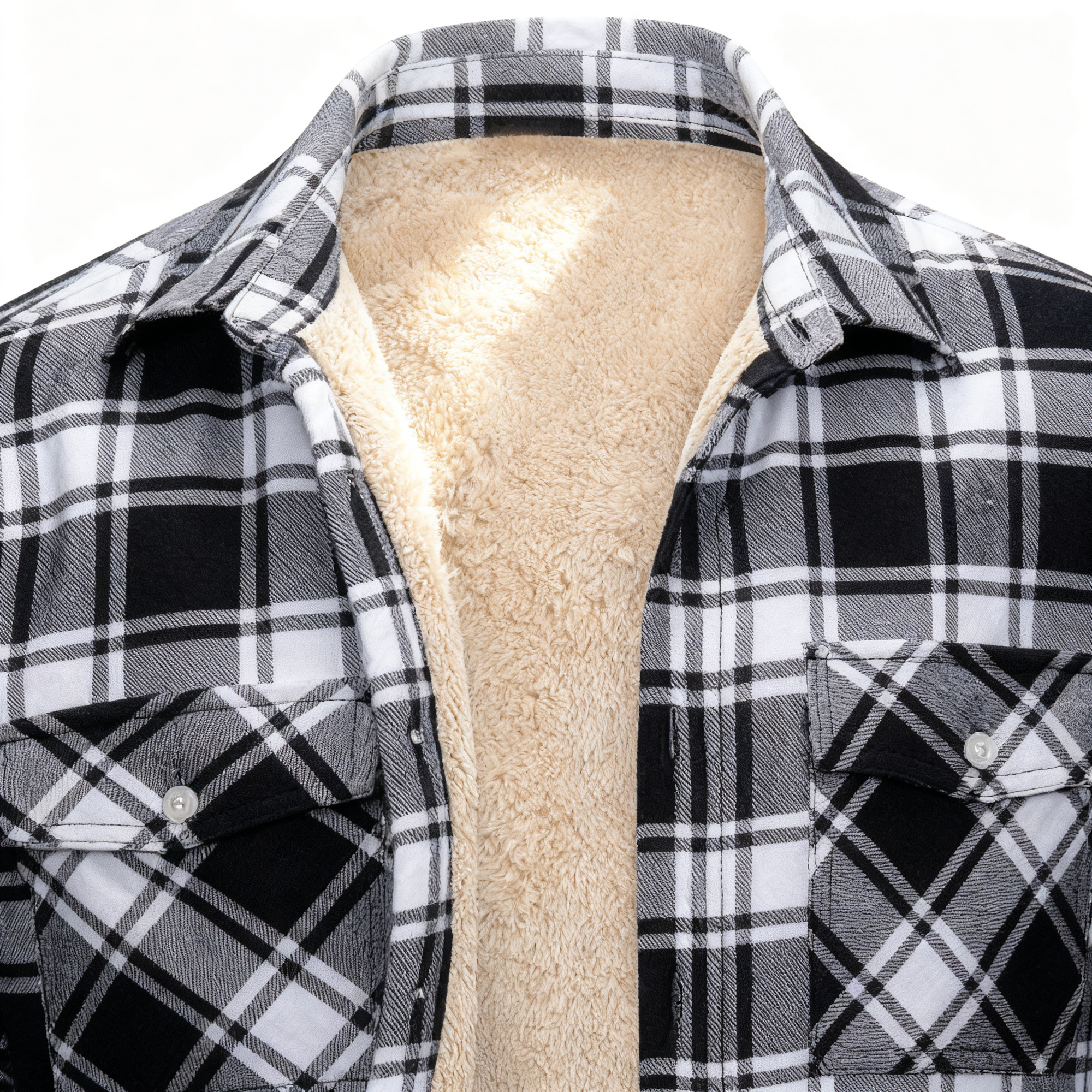 Men's Plaid Fleece-Lined Shirt Jacket - Casual Style Meets Cozy Warmth for Everyday Wear