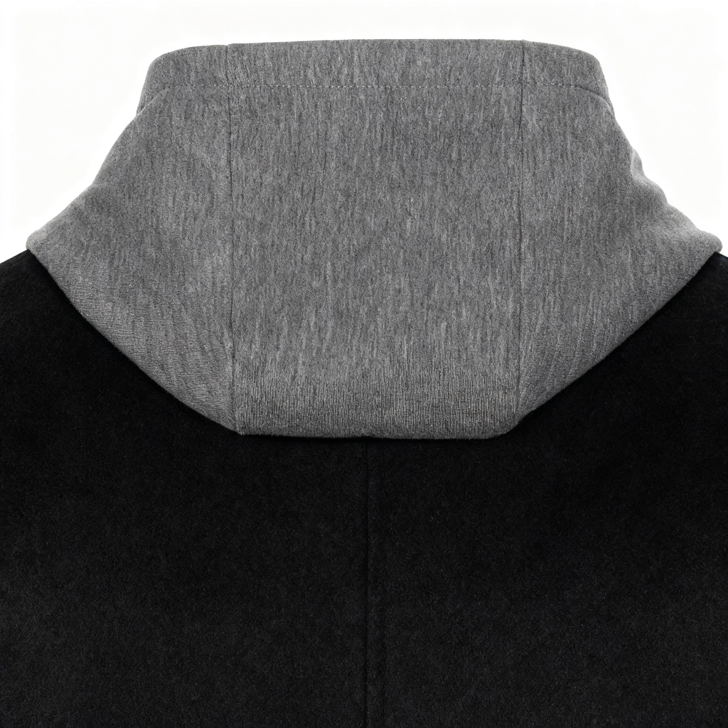 Men's Hooded Wool-Blend Trench Coat - Black 3-in-1 Overcoat for Business, Casual, and Winter Layering