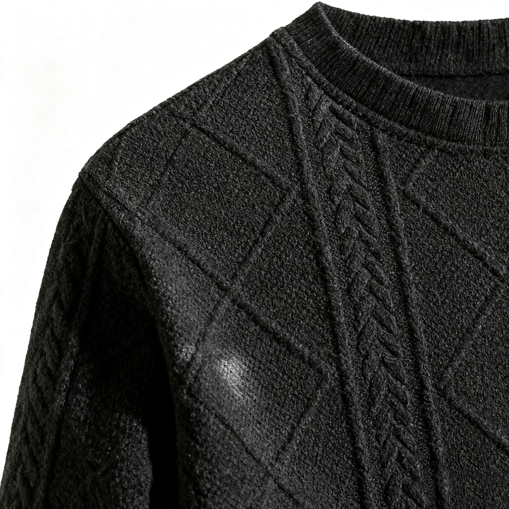 Men's Textured Knit Sweater - Classic Crew Neck Pullover for Casual & Smart-Casual
