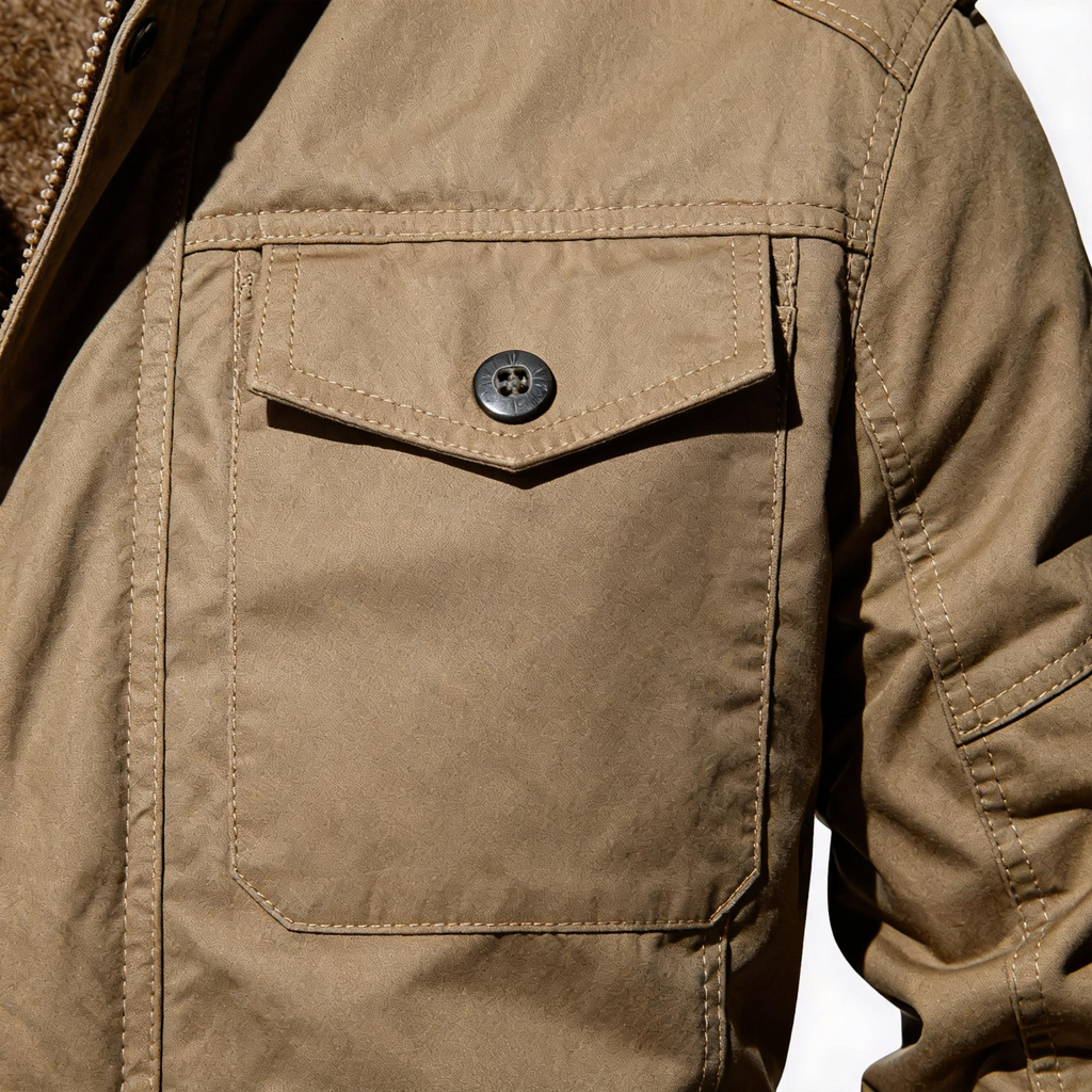 Men's Tactical Style Fleece-Lined Jacket - Rugged Elegance & Cozy Warmth for Outdoor & Urban Adventures