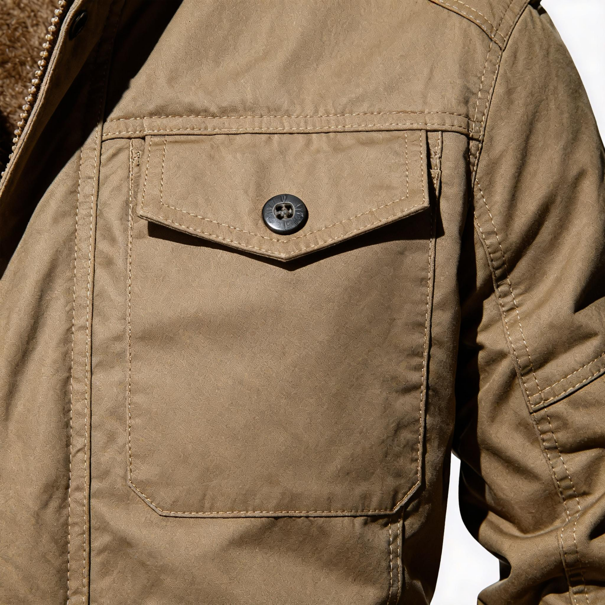 Men's Tactical Style Fleece-Lined Jacket - Rugged Elegance & Cozy Warmth for Outdoor & Urban Adventures