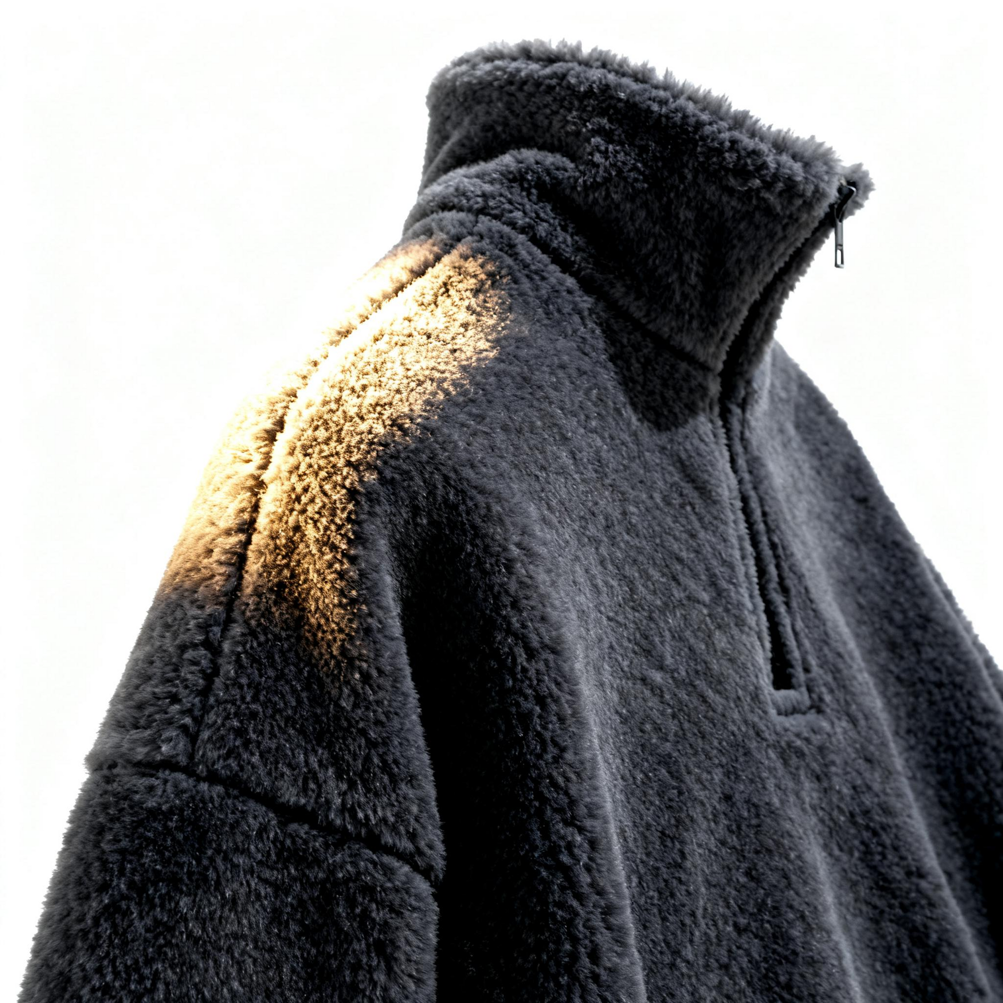 Men's Gray Fuzzy Half-Zip Pullover - Cozy Comfort & Street Style for Casual Days