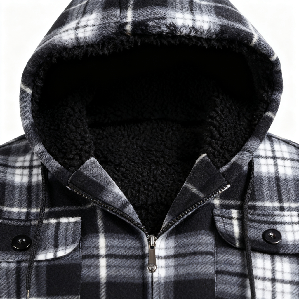 Men's Plaid Hooded Wool-Blend Jacket - Embrace Casual Style with Cozy Warmth for Every Adventure