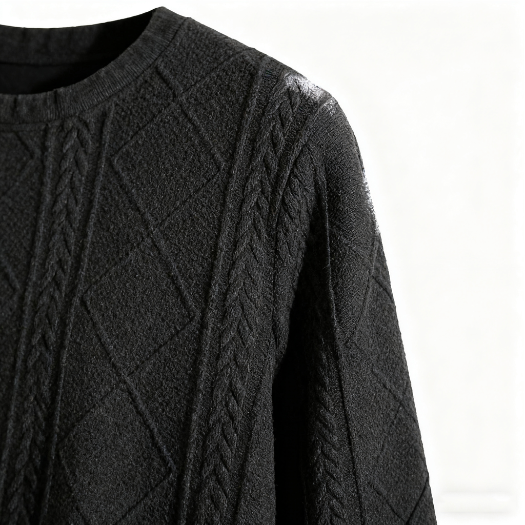 Men's Textured Knit Sweater - Classic Crew Neck Pullover for Casual & Smart-Casual
