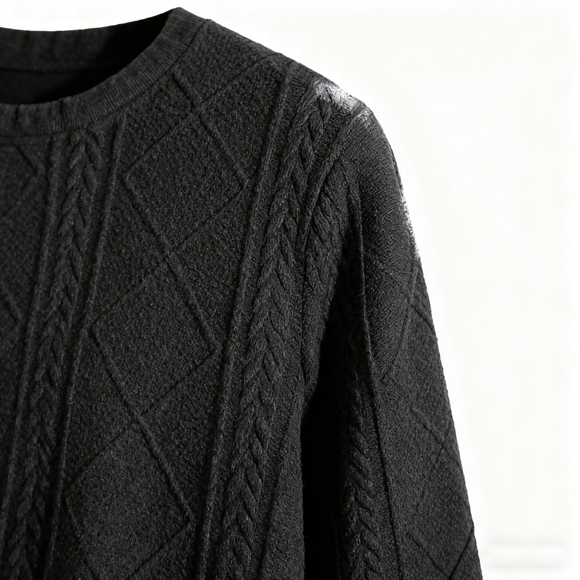 Men's Textured Knit Sweater - Classic Crew Neck Pullover for Casual & Smart-Casual
