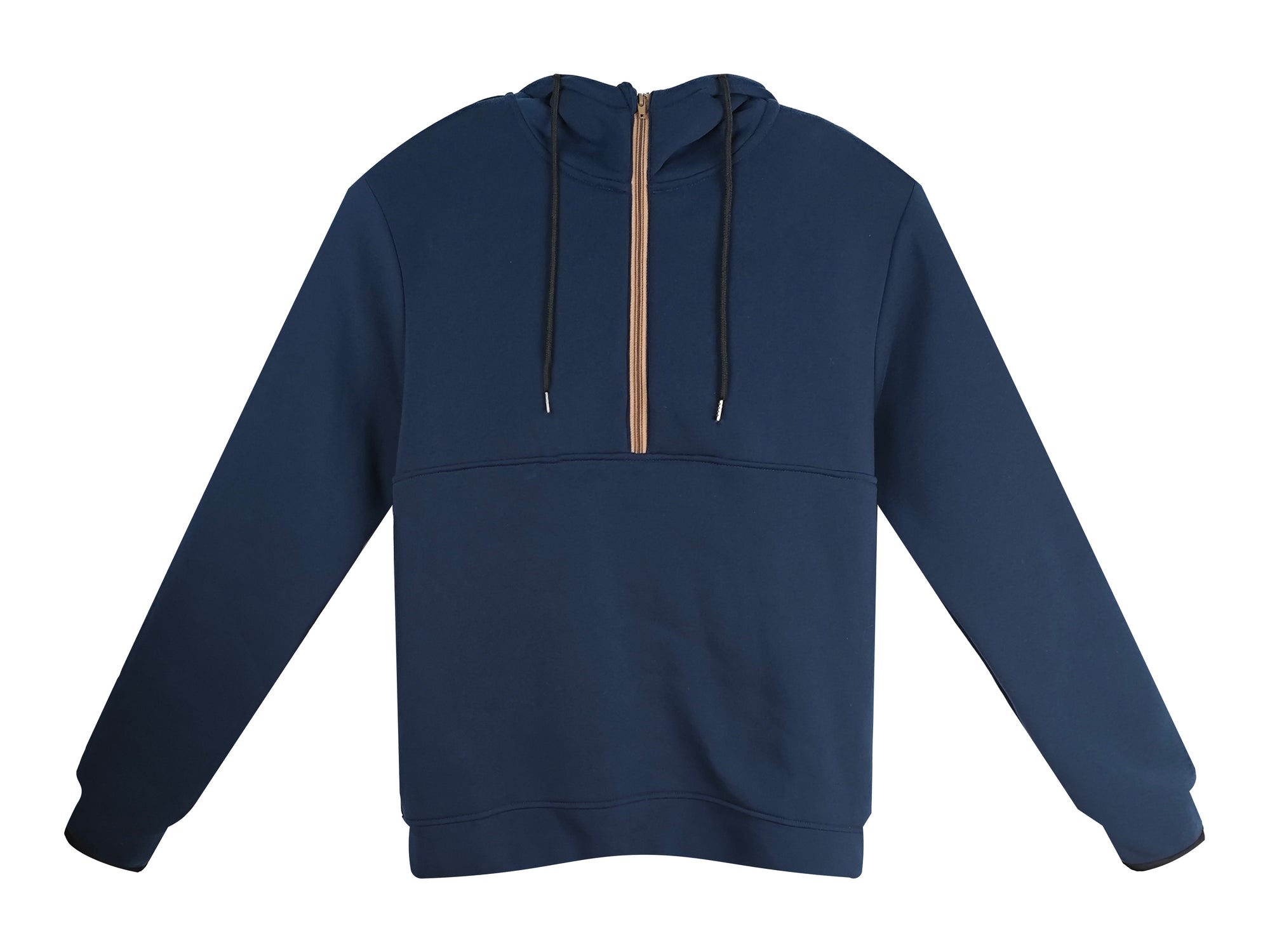 Men’s Half - Zip Hoodie - 100% Polyester Navy Blue Casual Long - Sleeve Pullover