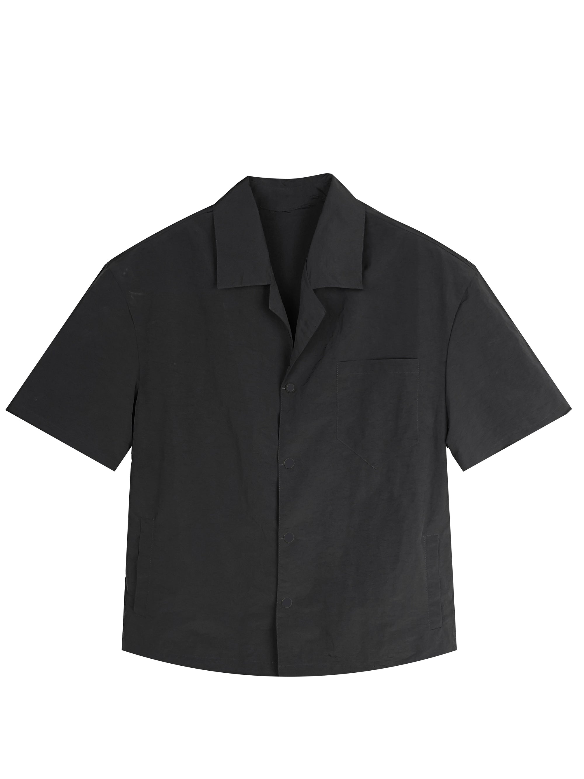 Men's Relaxed Fit 100% Nylon Short Sleeve Camp Collar Shirt - Casual Button-Down Top with Chest Pocket