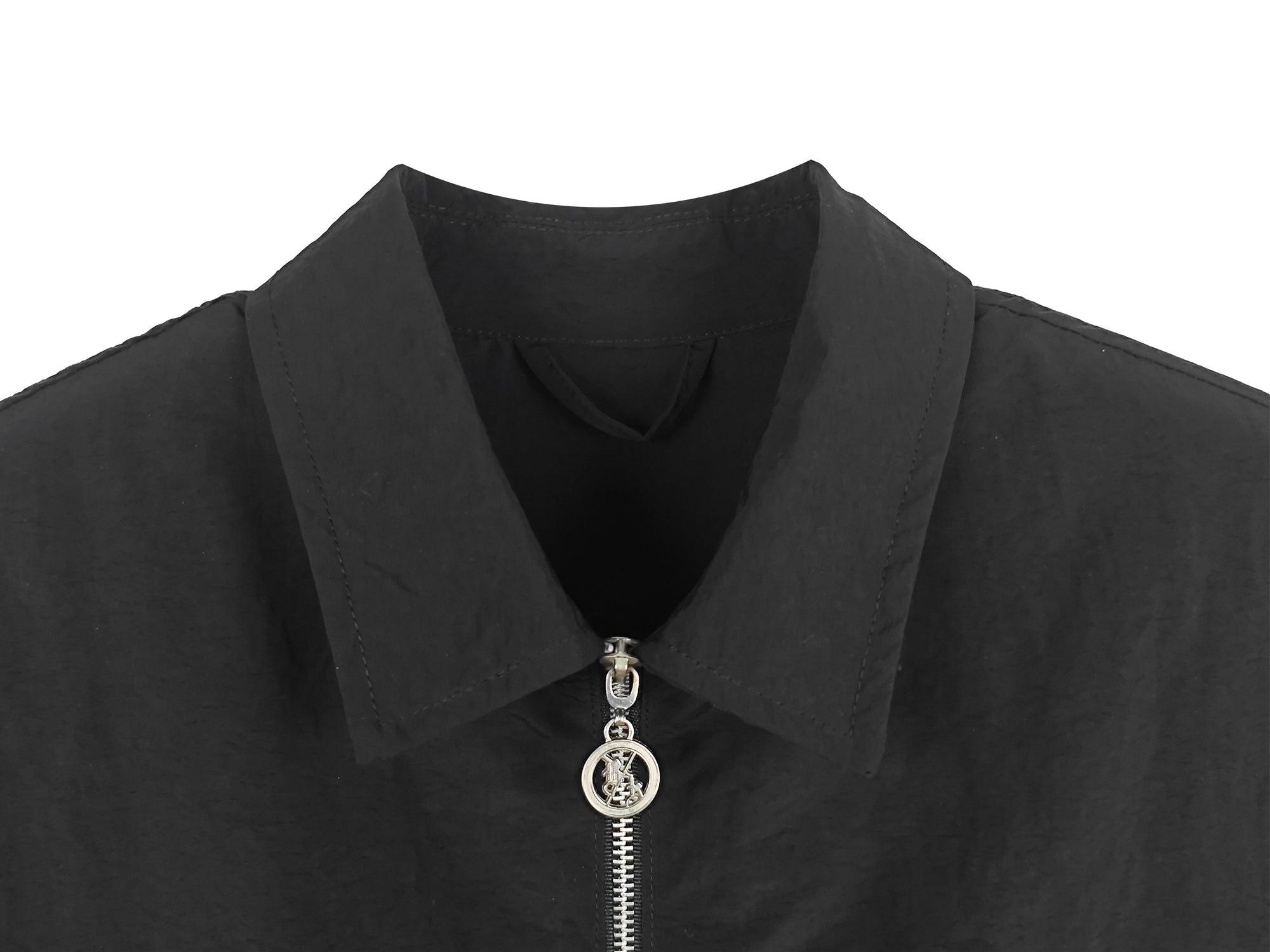 Men's Relaxed Fit 100% Nylon Short Sleeve Shirt - Full-Zip Collared Casual Top with Chest Pocket