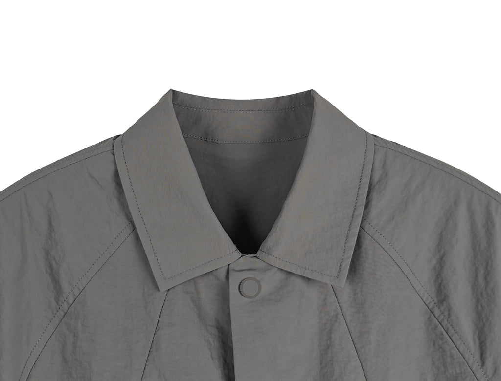 Men's Relaxed Fit 100% Nylon Short Sleeve Shirt - Button-Down Collared Casual Top with Zip Pockets