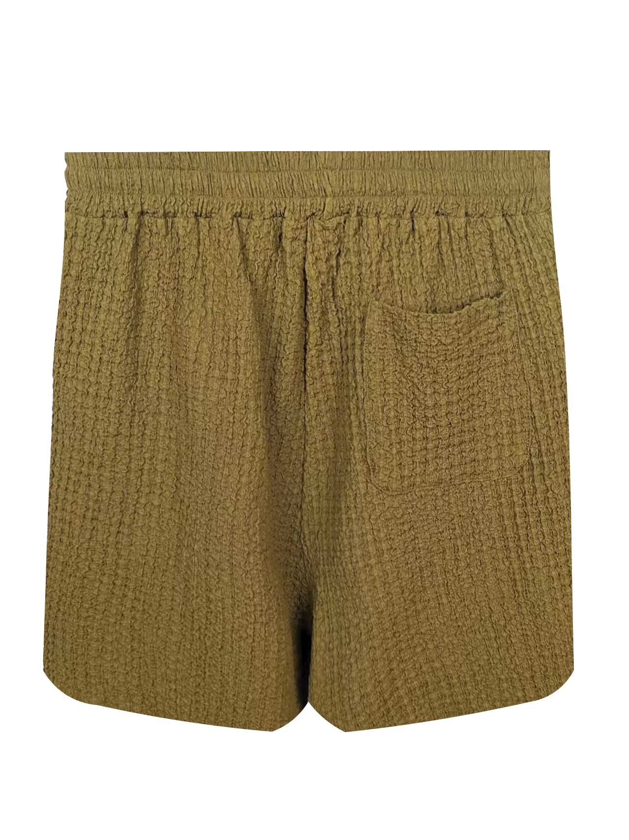 Men's Textured Drawstring Shorts - 95% Polyester 5% Spandex, Mustard Yellow Casual Summer Shorts