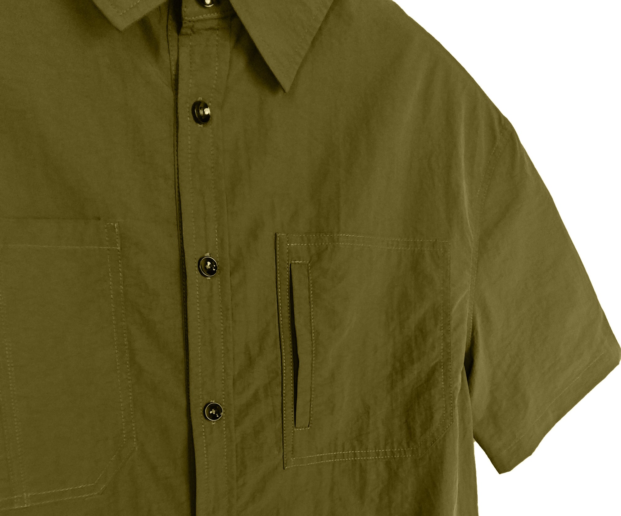 Men's Relaxed Fit 100% Nylon Short Sleeve Shirt - Button-Down Collared Casual Top with Utility Pockets