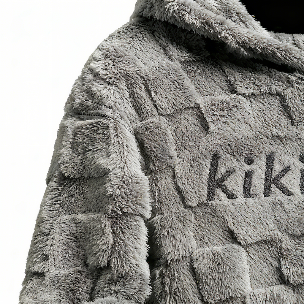 100% Polyester Fuzzy Checkered Hoodie: Ultra-Soft Comfort & Stylish Texture