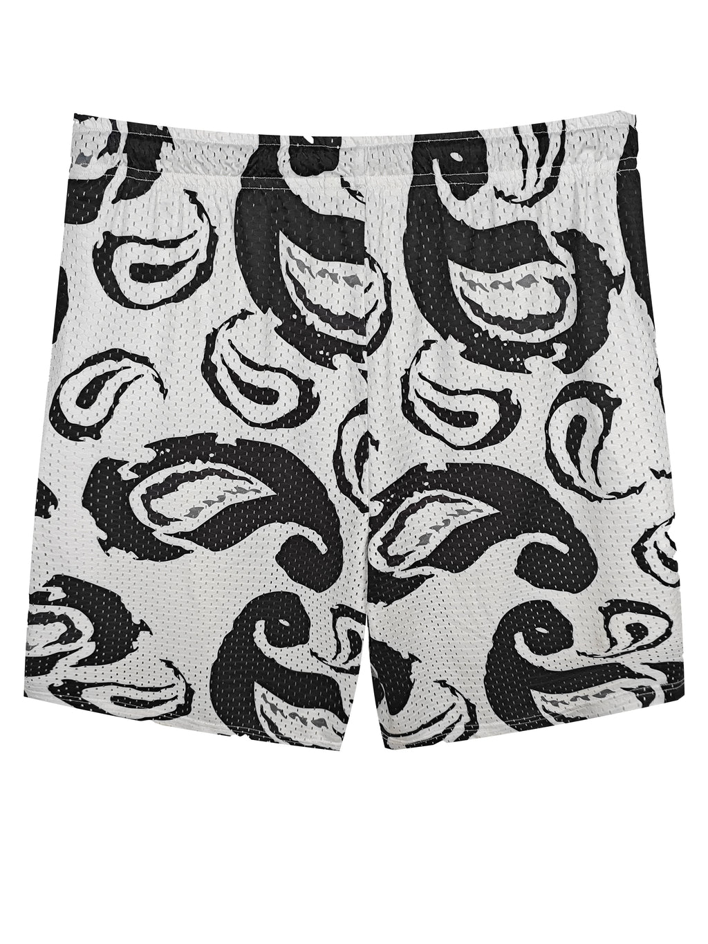Men's Stretch Mesh Shorts with Paisley Print - 80% Polyester 20% Spandex Loose-Fit Drawstring Casual Shorts