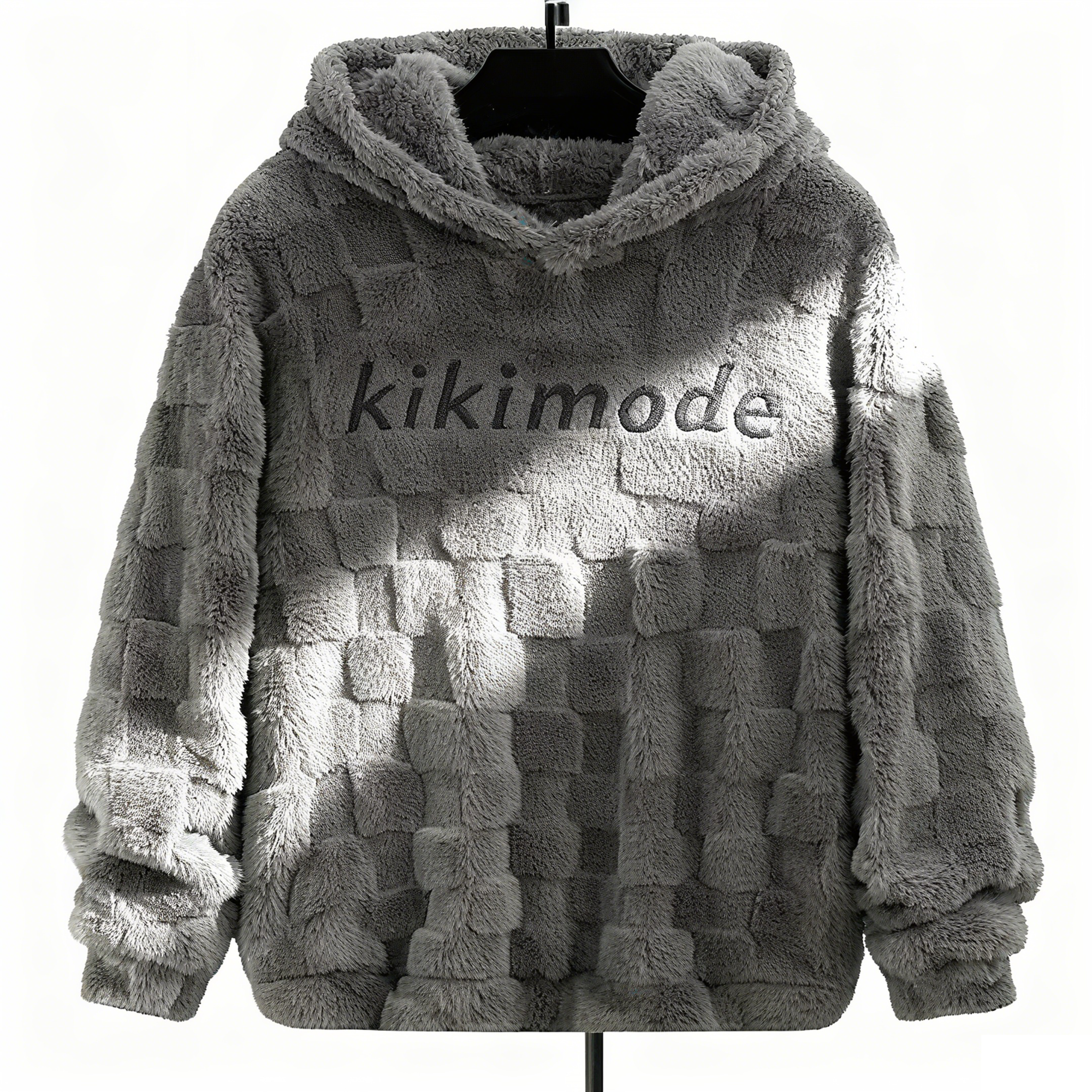 100% Polyester Fuzzy Checkered Hoodie: Ultra-Soft Comfort & Stylish Texture