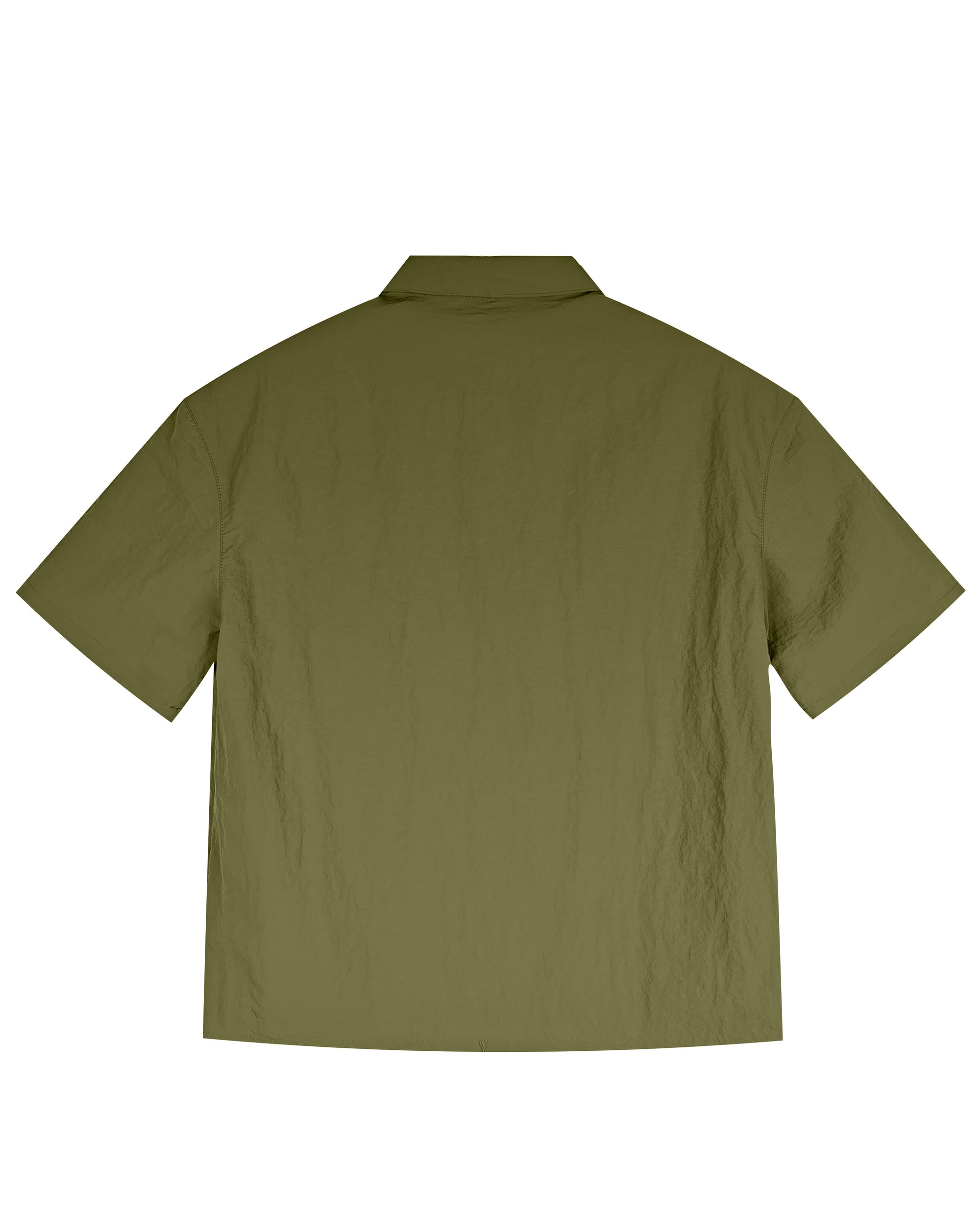 Men's Relaxed Fit 100% Nylon Utility Shirt - Short Sleeve Collared Casual Top with Multi Patch Pockets