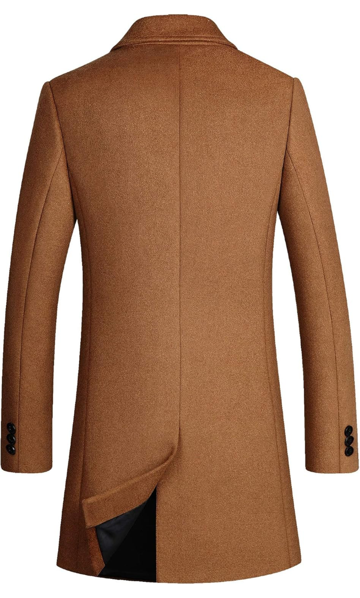 Men's Camel Double-Breasted Trench Coat - Timeless Wool-Blend Overcoat for Formal, Business & Casual Elegance