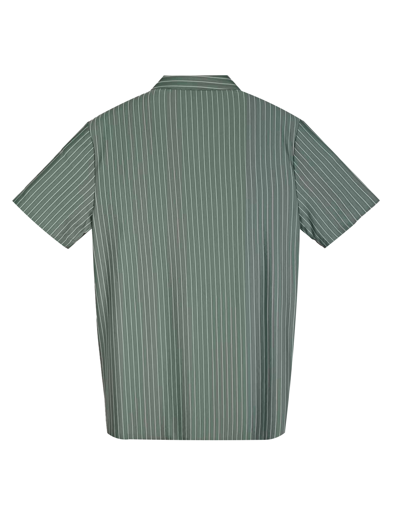 Men's Relaxed Fit Camp Collar Shirt - 86.3% Nylon 13.7% Spandex Striped Casual Short - Sleeve Top