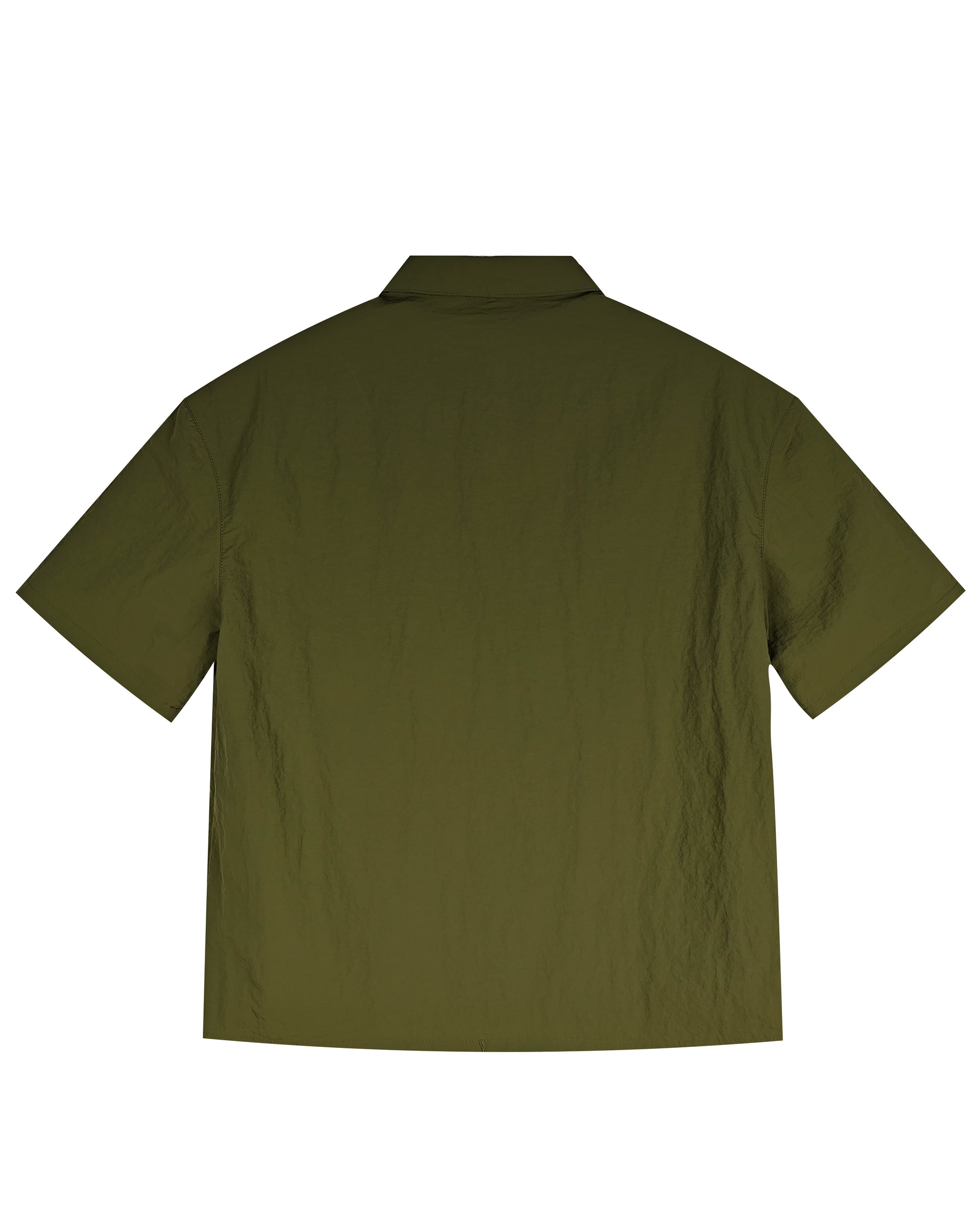 Men's Relaxed Fit 100% Nylon Short Sleeve Shirt - Button-Down Collared Casual Top with Dual Patch Pockets