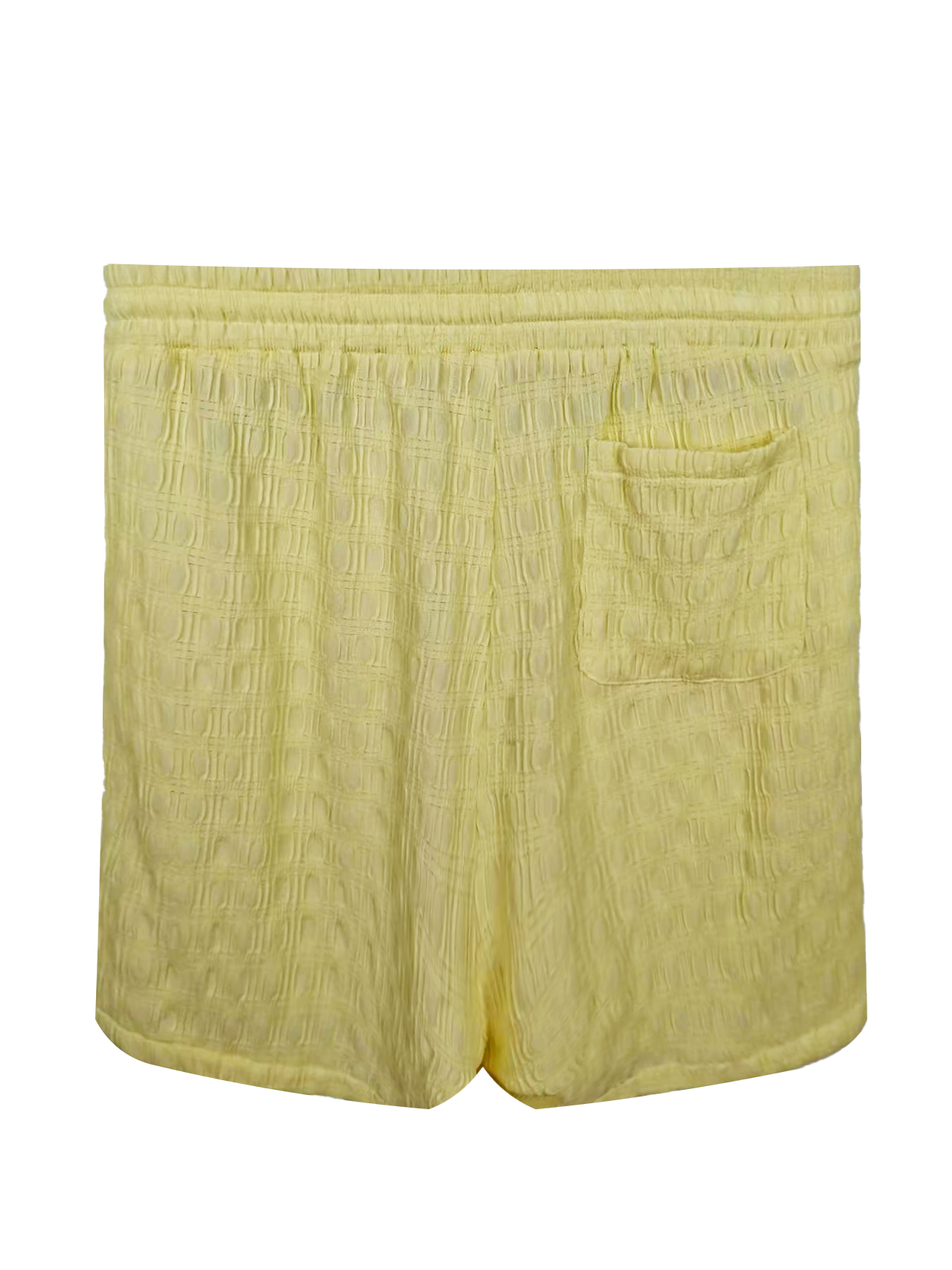 Men's Lightweight Drawstring Shorts - 95% Polyester 5% Spandex, Yellow Textured Casual Beach Shorts