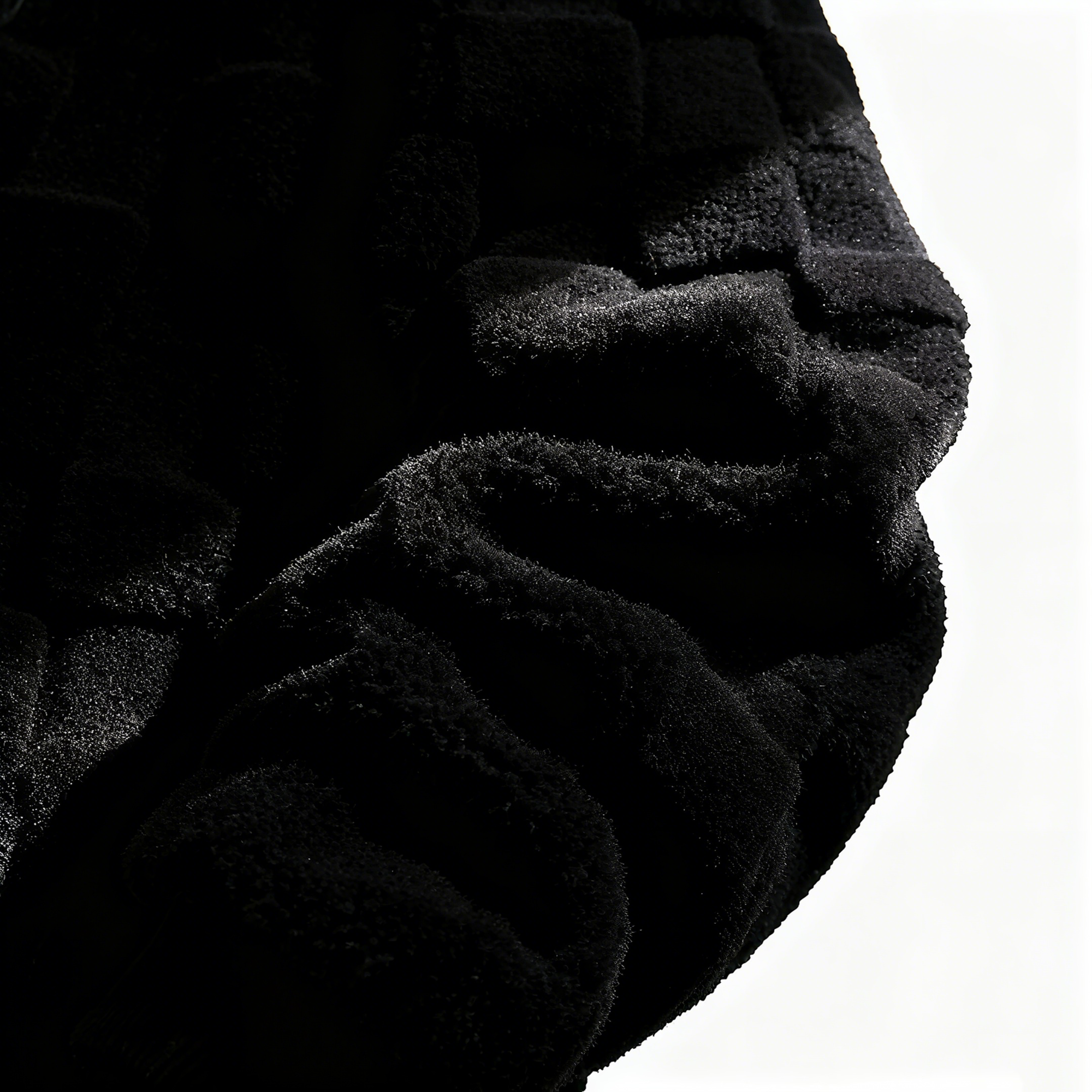 100% Polyester Black Fuzzy Checkered Hoodie: Edgy Style Meets Cloud-Like Comfort