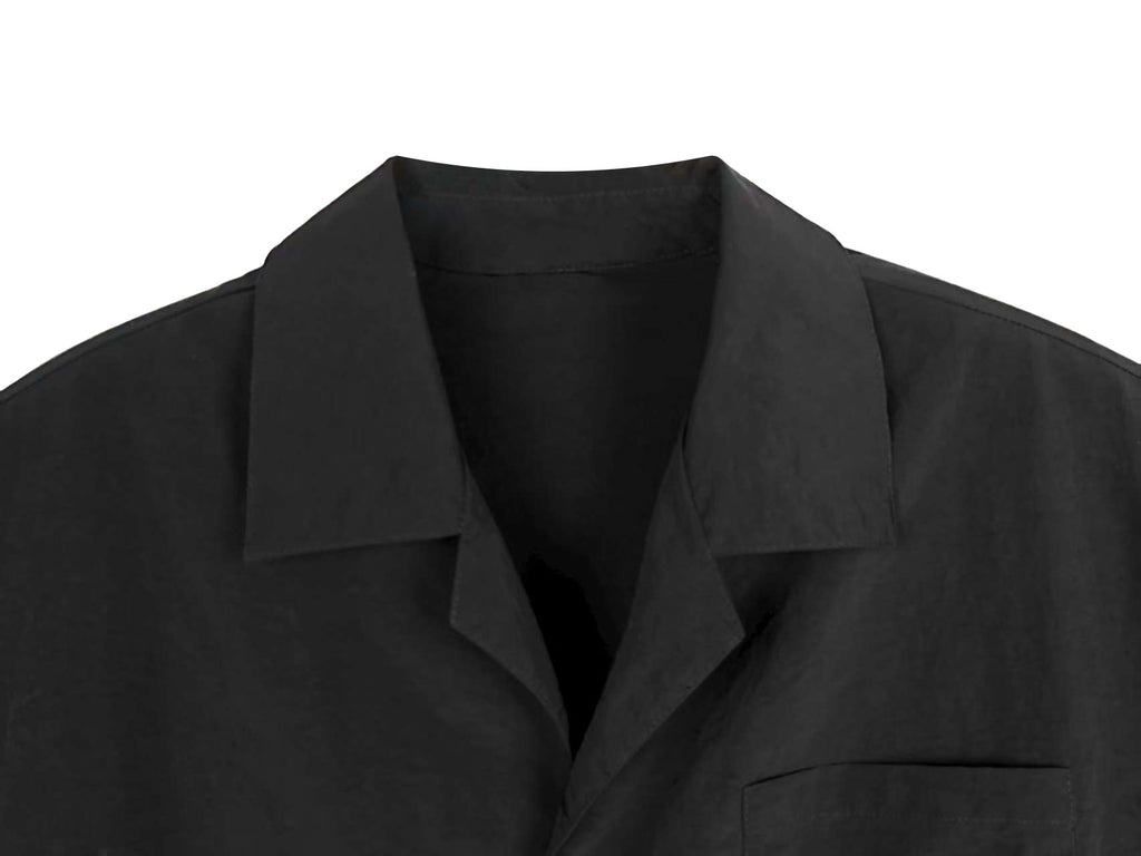 Men's Relaxed Fit 100% Nylon Short Sleeve Camp Collar Shirt - Casual Button-Down Top with Chest Pocket