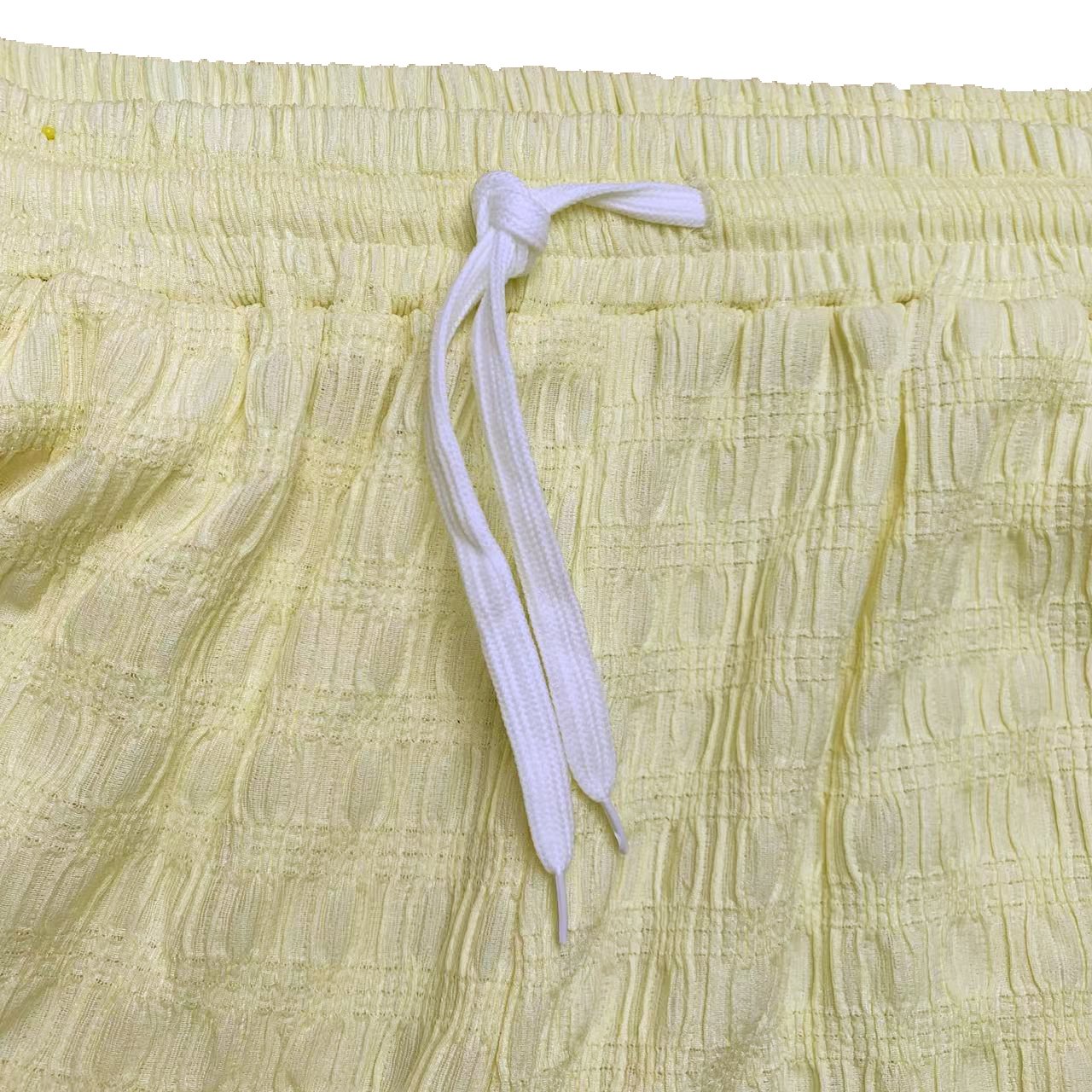 Men's Lightweight Drawstring Shorts - 95% Polyester 5% Spandex, Yellow Textured Casual Beach Shorts