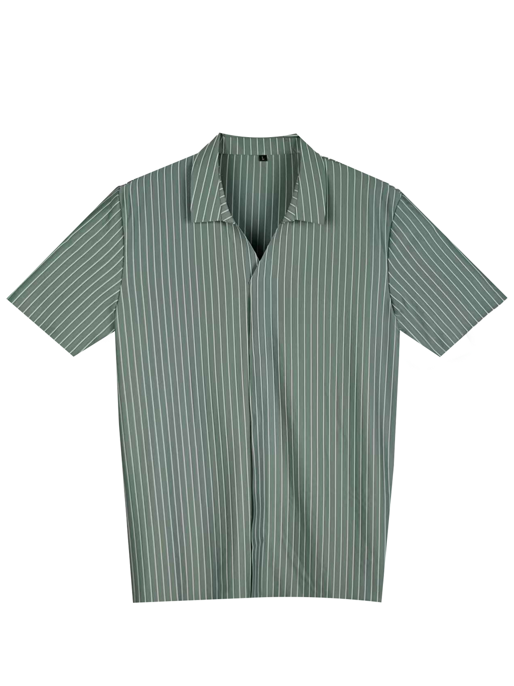 Men's Relaxed Fit Camp Collar Shirt - 86.3% Nylon 13.7% Spandex Striped Casual Short - Sleeve Top