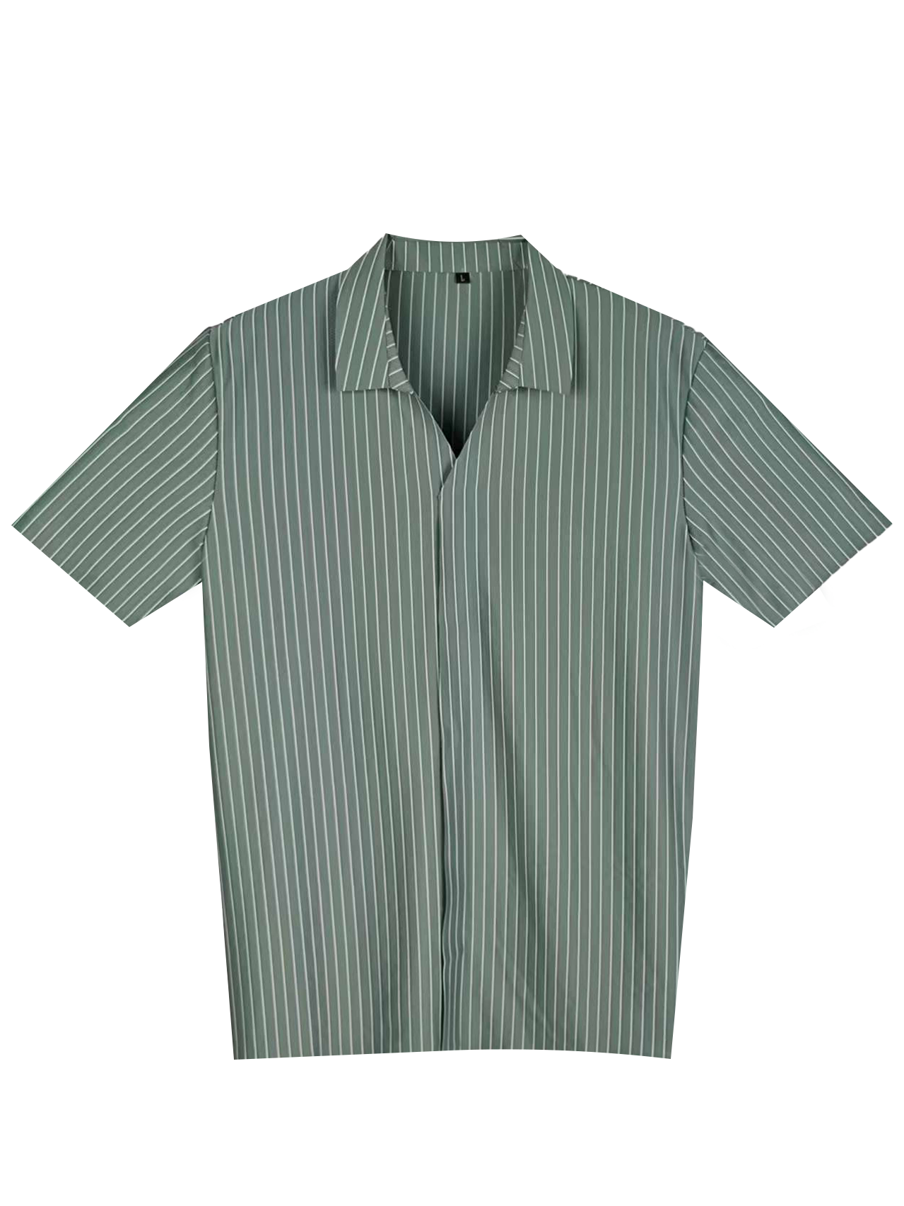 Men's Relaxed Fit Camp Collar Shirt - 86.3% Nylon 13.7% Spandex Striped Casual Short - Sleeve Top