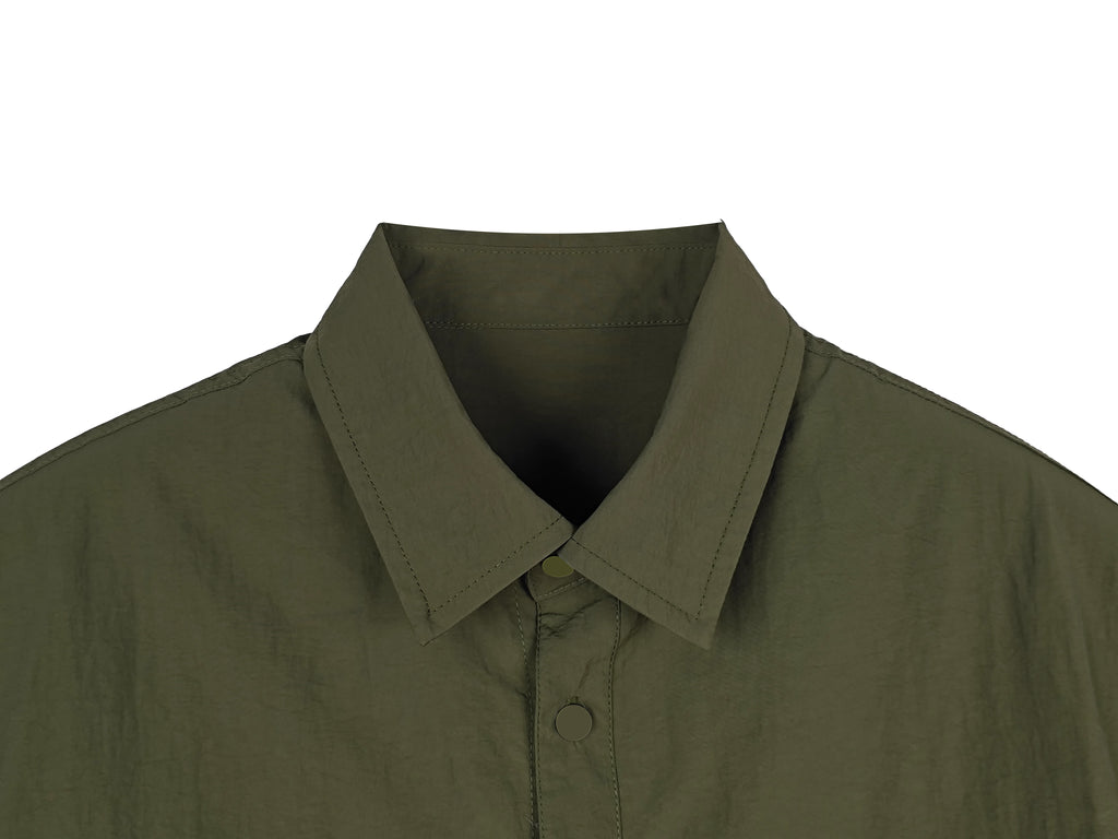 Men's Relaxed Fit 100% Nylon Utility Shirt - Short Sleeve Collared Casual Top with Multi-Functional Chest Pockets