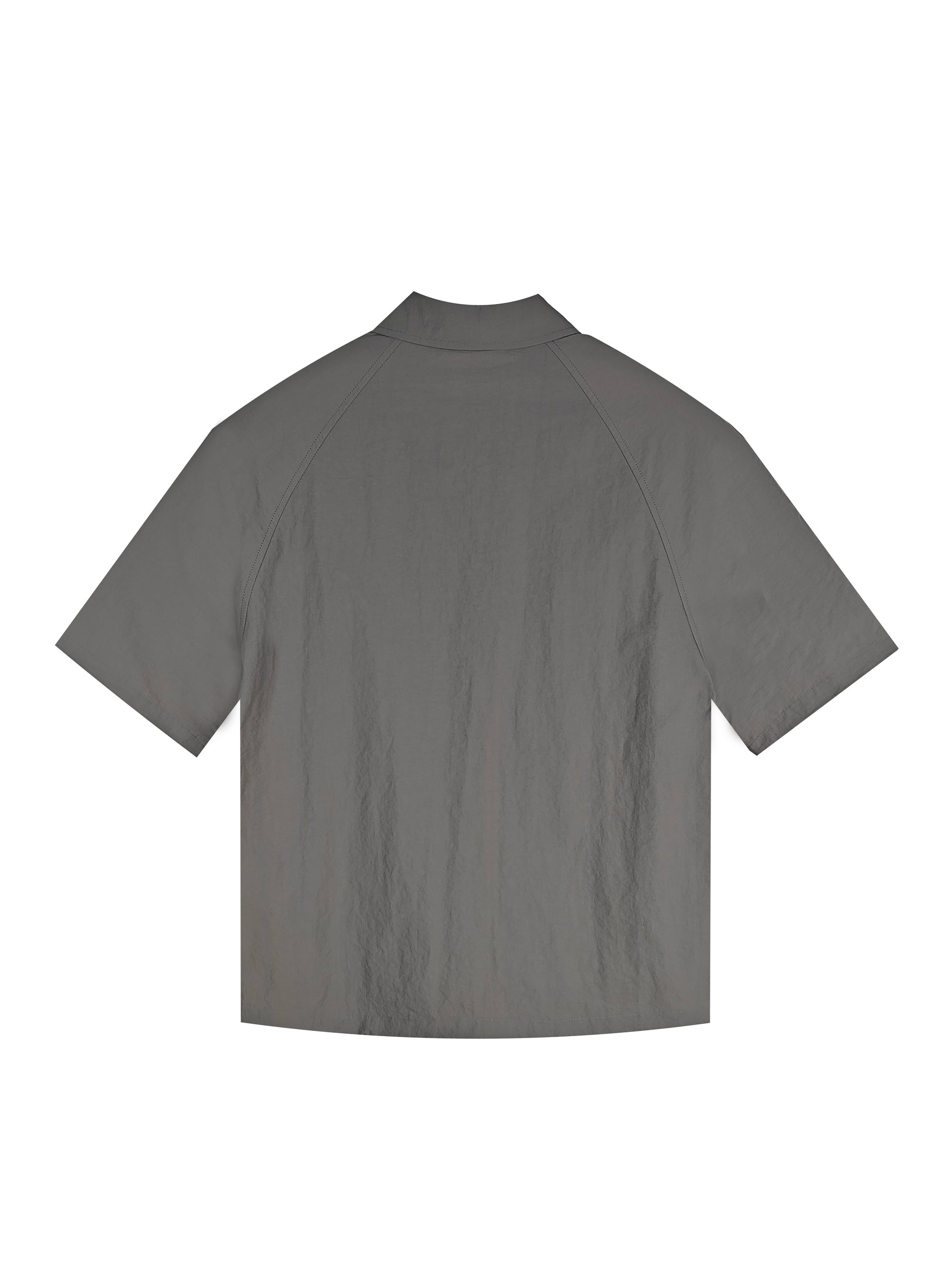 Men's Relaxed Fit 100% Nylon Short Sleeve Shirt - Button-Down Collared Casual Top with Zip Pockets